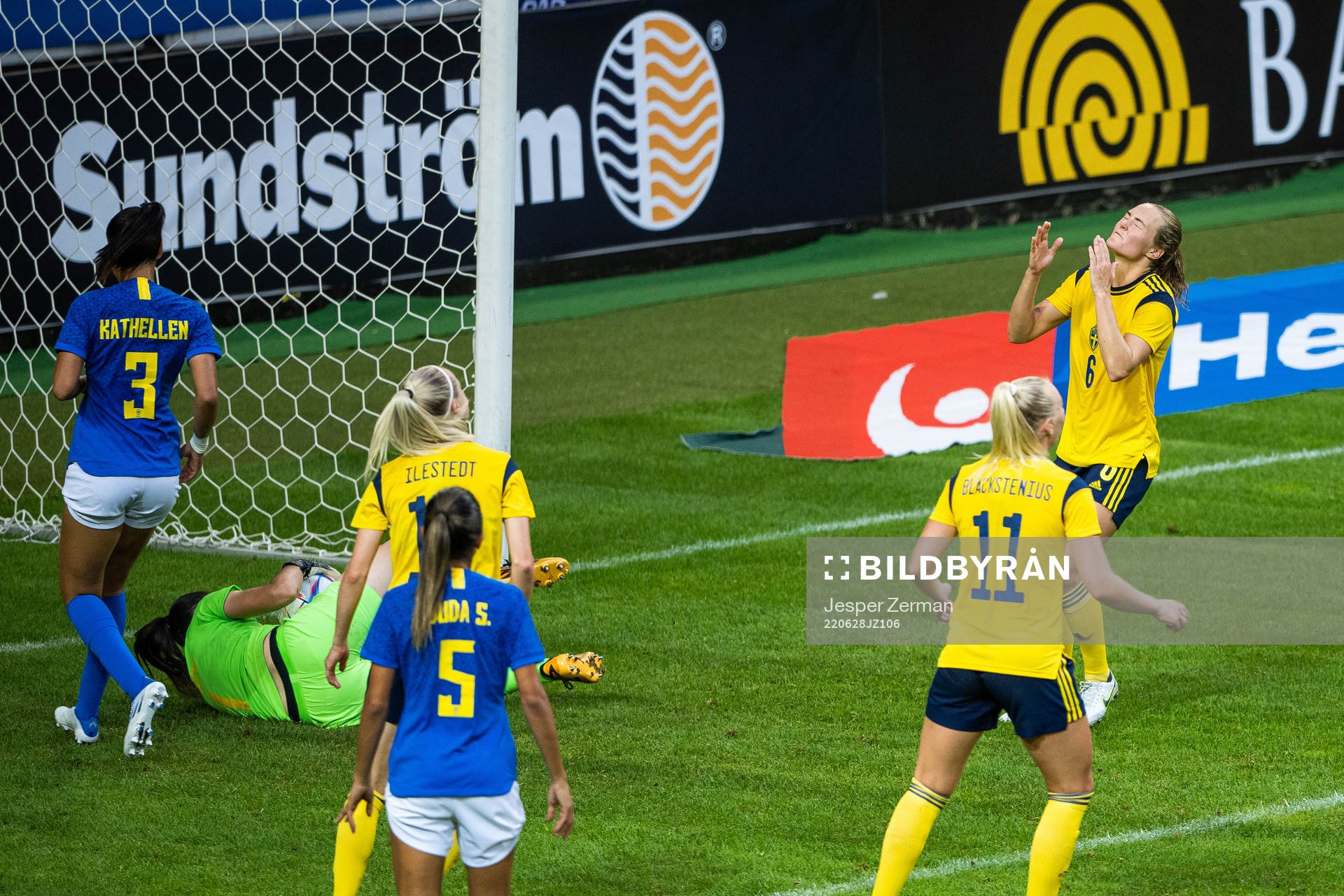 Magdalena Eriksson of Sweden looks dejected