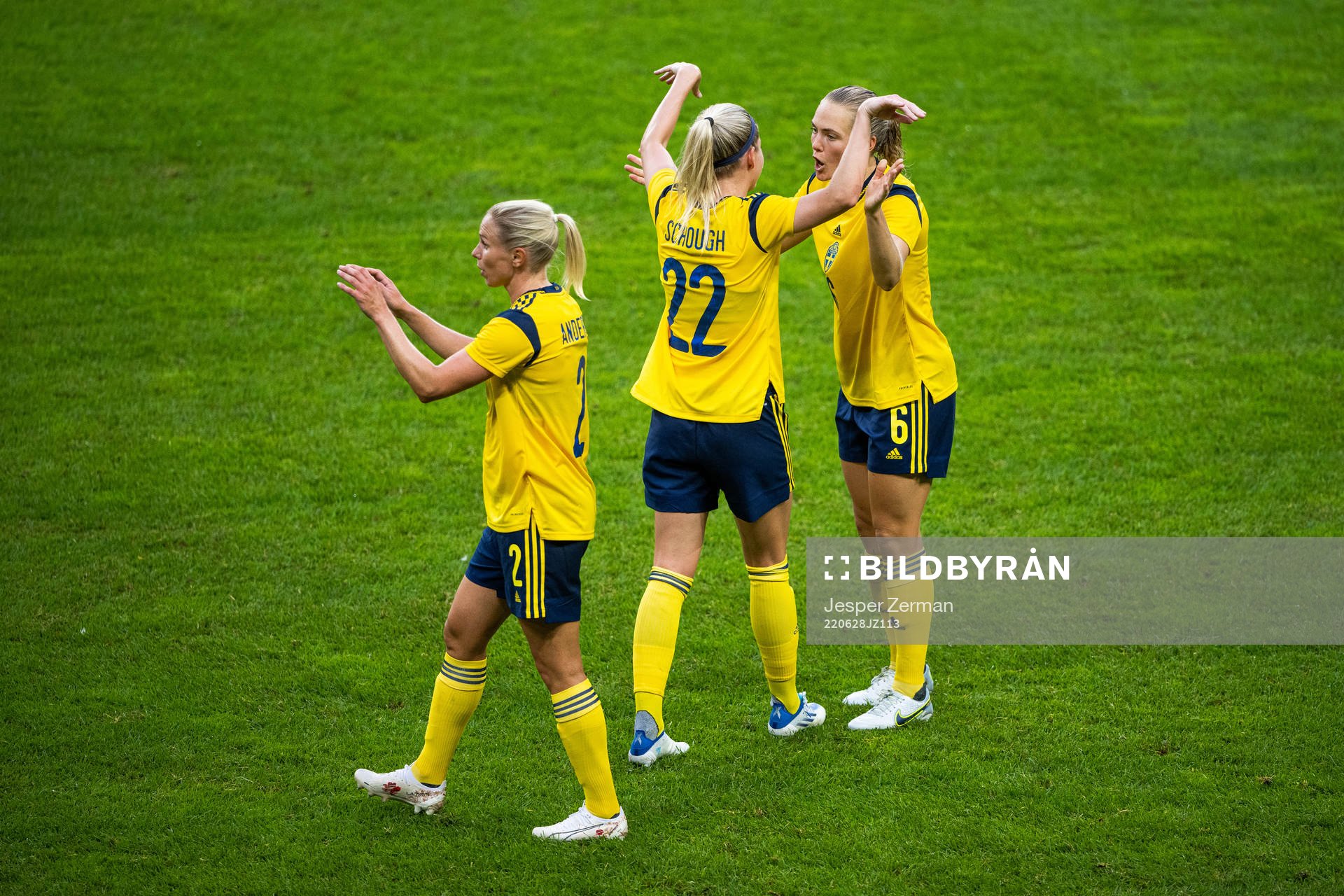 Jonna Andersson, Olivia Schough and Magdalena Eriksson of