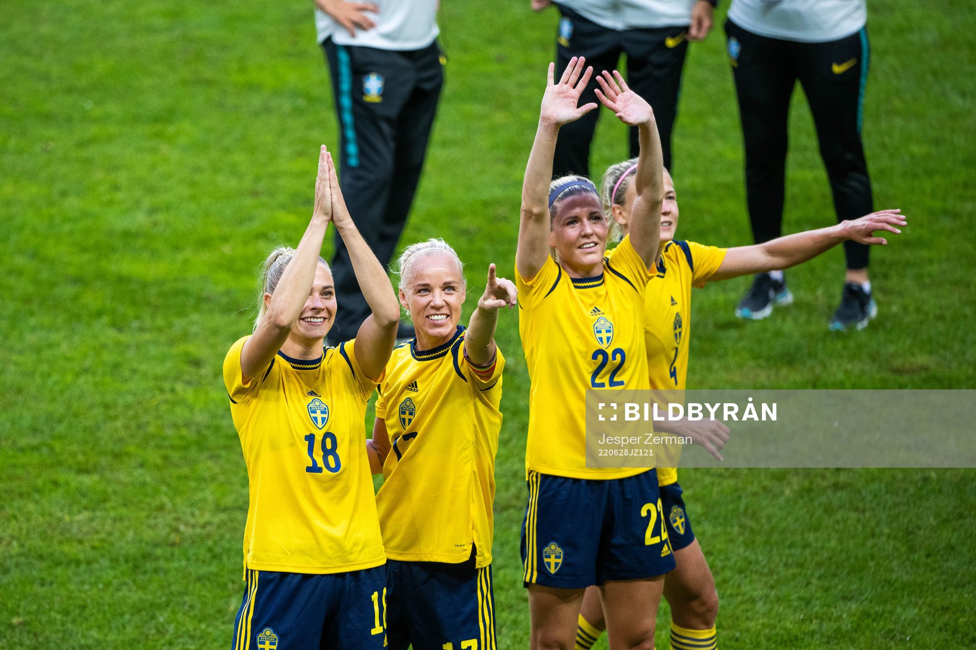 Fridolina Rolfö, Caroline Seger and Olivia Schough of