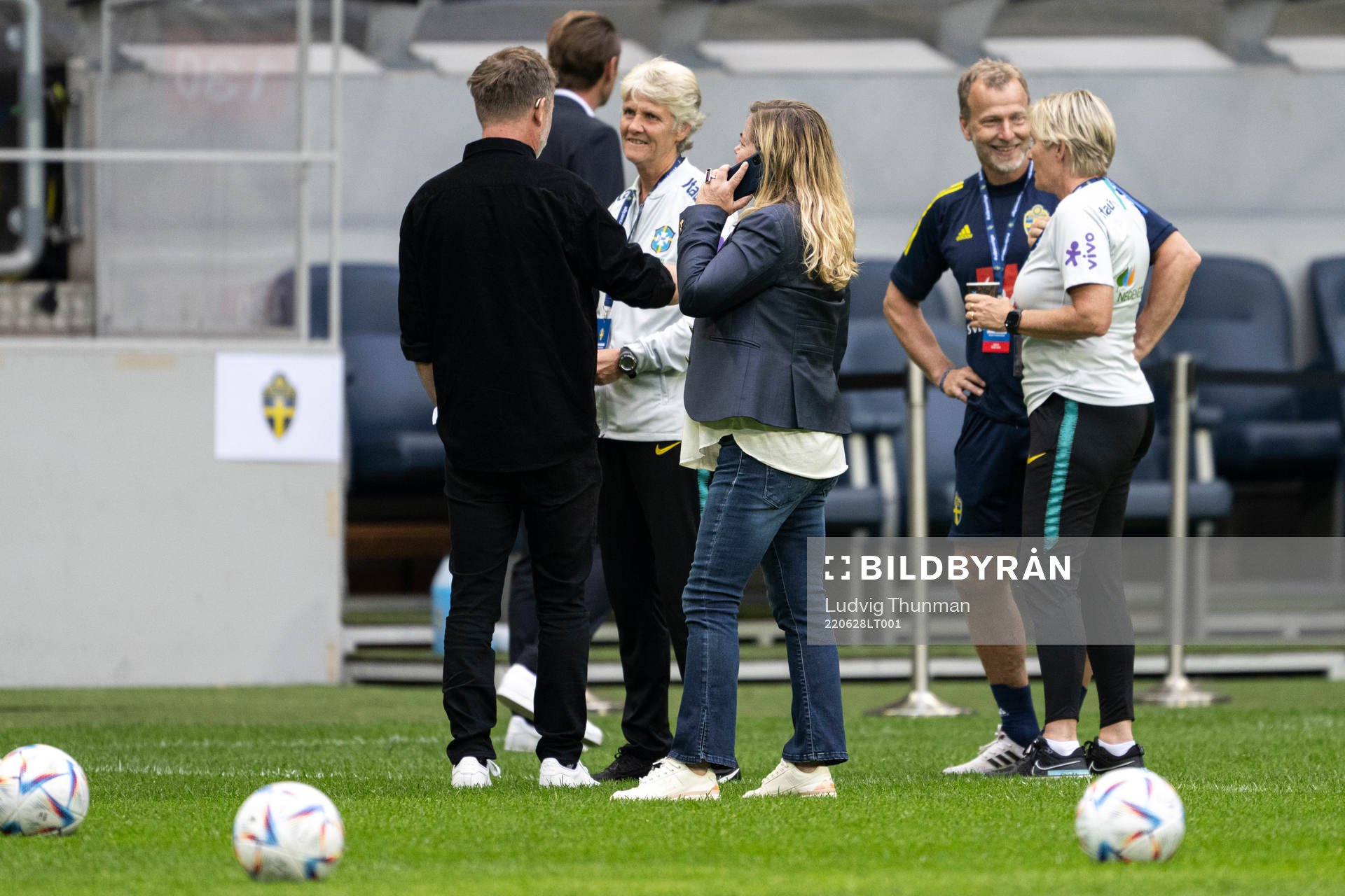 Pia Sundhage, head coach of Brazil, and Peter Gerhardsson,