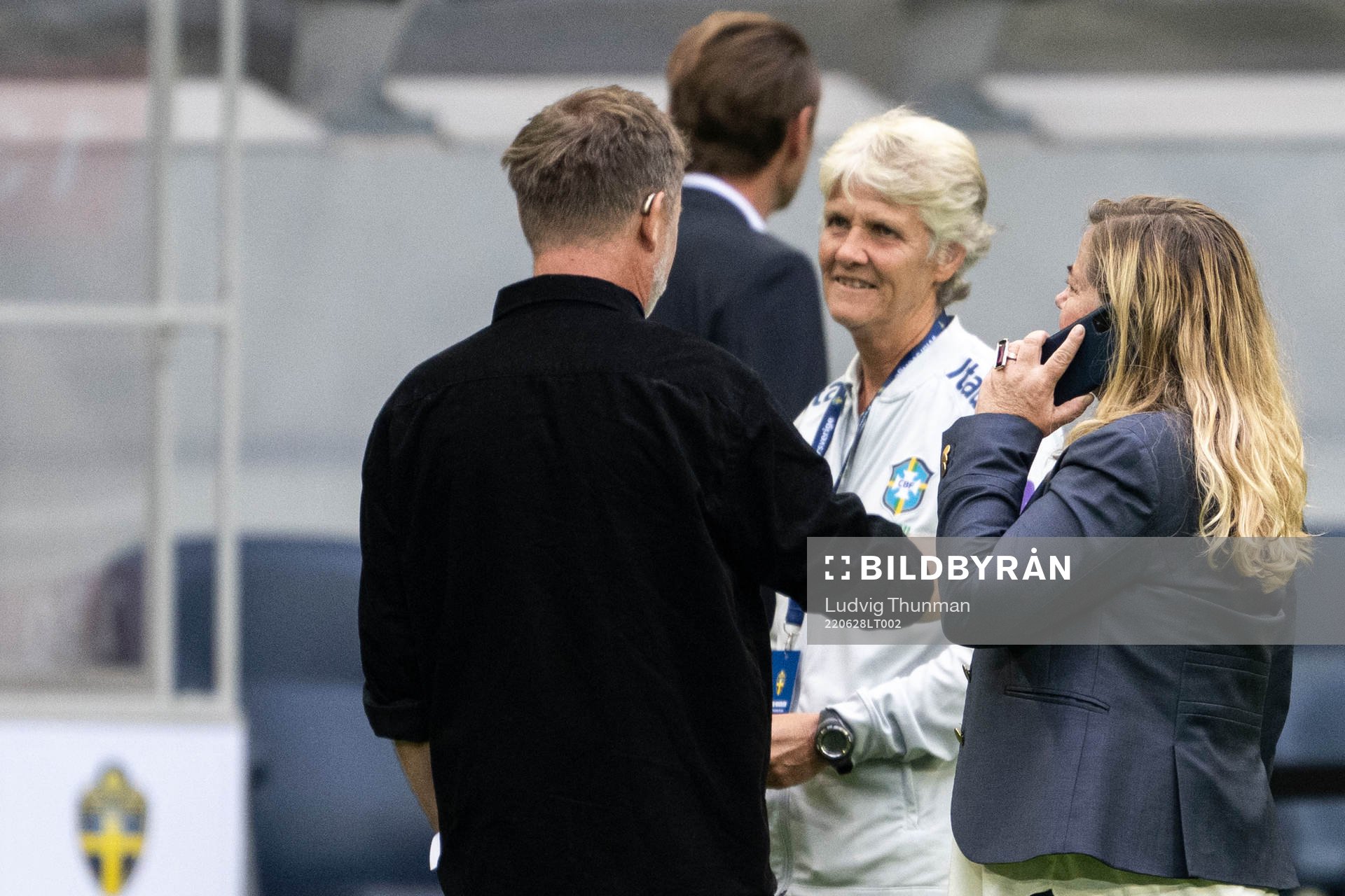 Pia Sundhage, head coach of Brazil, and Peter Gerhardsson,