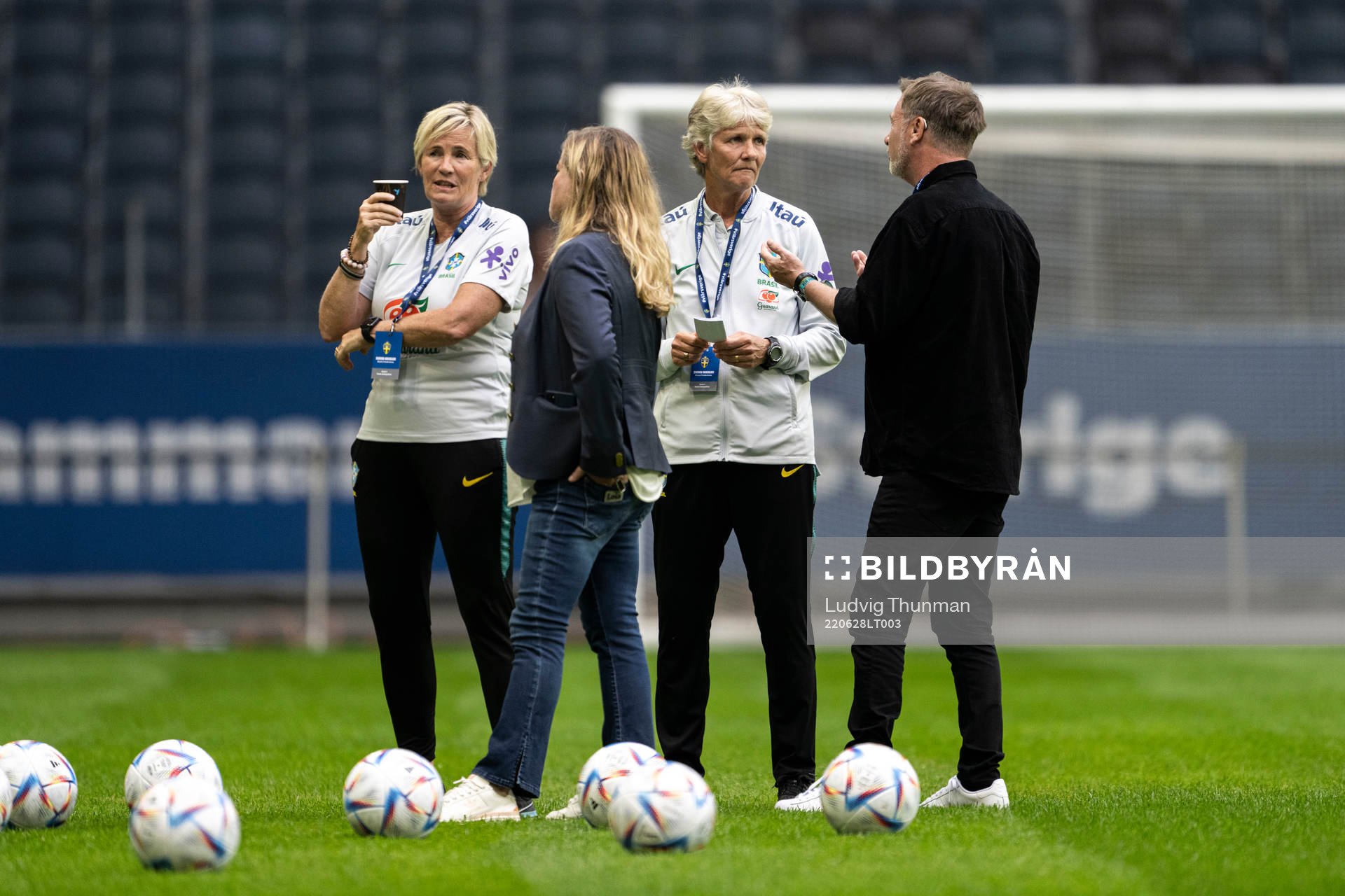 Pia Sundhage, head coach of Brazil, and Peter Gerhardsson,