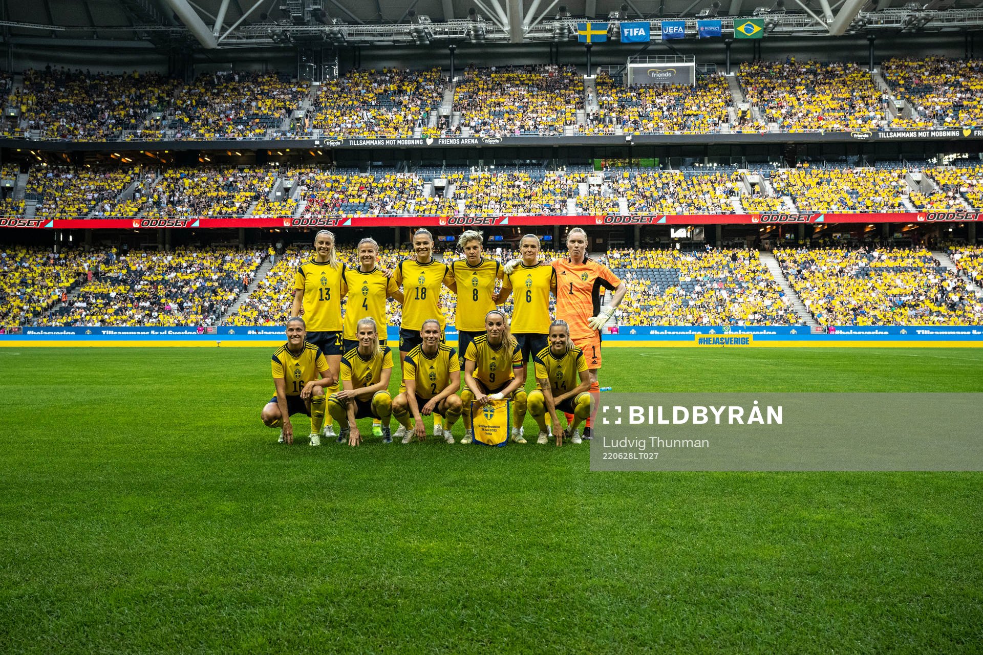 Players of Sweden pose for a photo