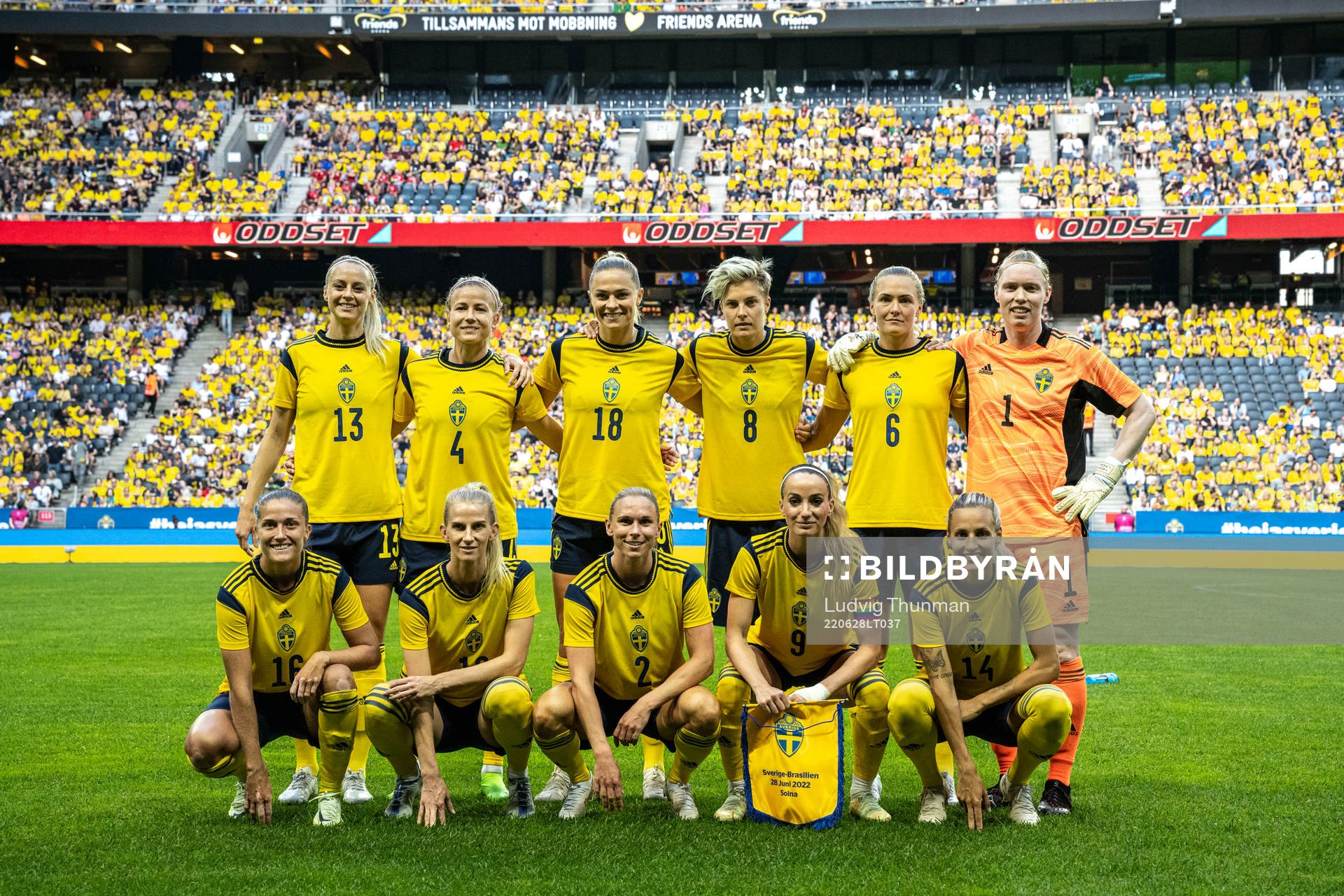 Players of Sweden pose for a photo