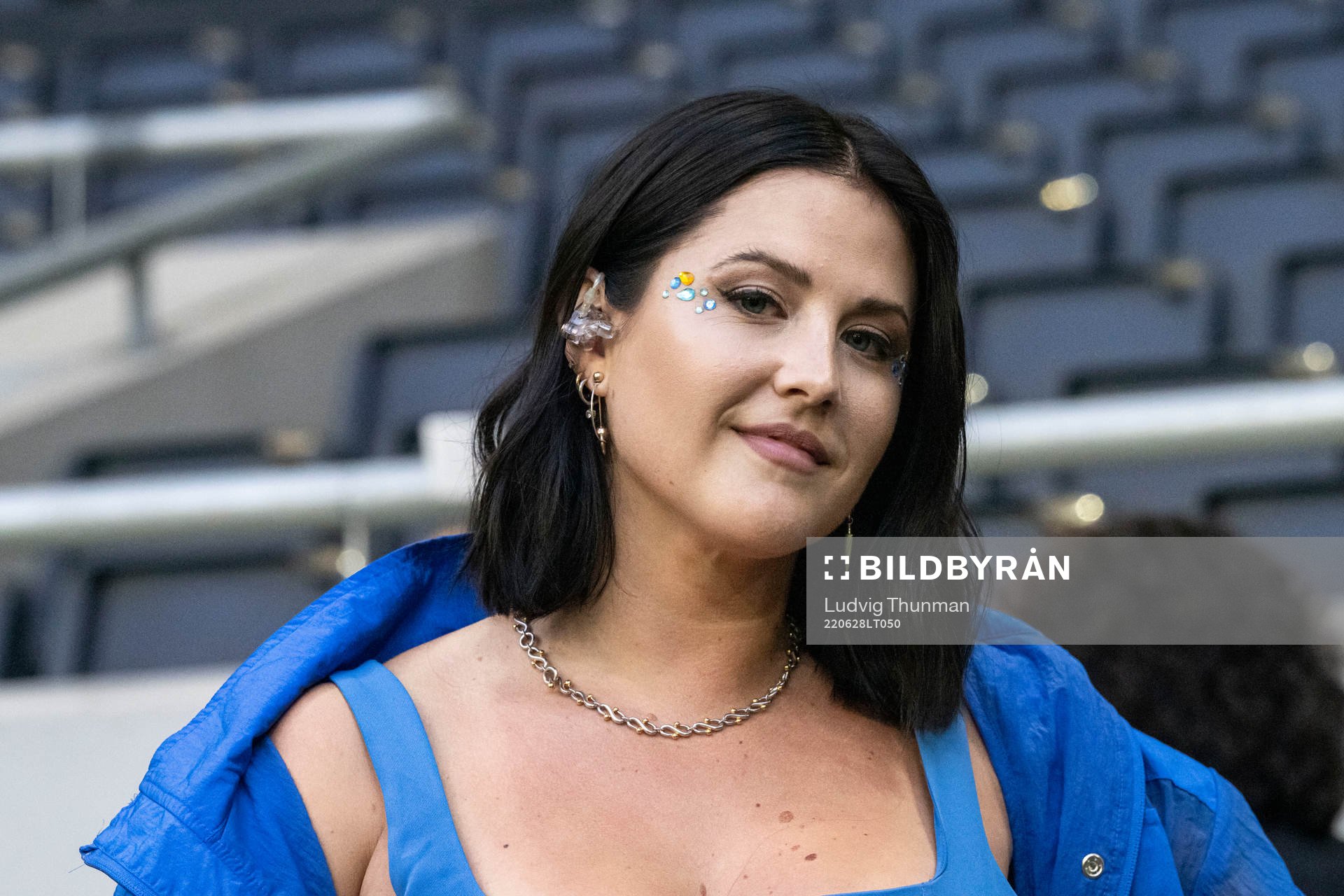 Artist Molly Sandén ahead of the women's international friendly football match between Sweden and Brazil on June 28, 2022 in Stockholm.