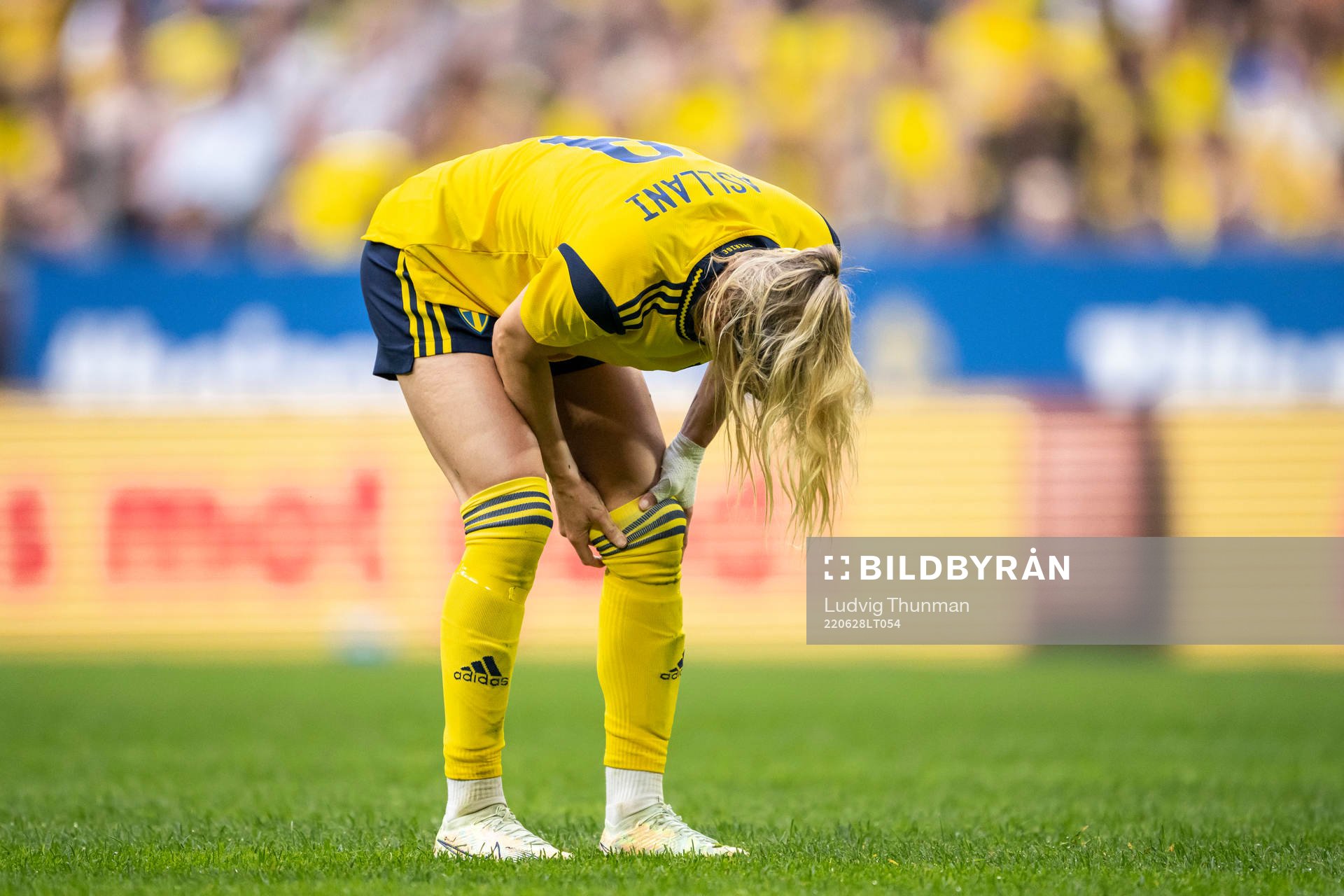 Kosovare Asllani of Sweden in pain