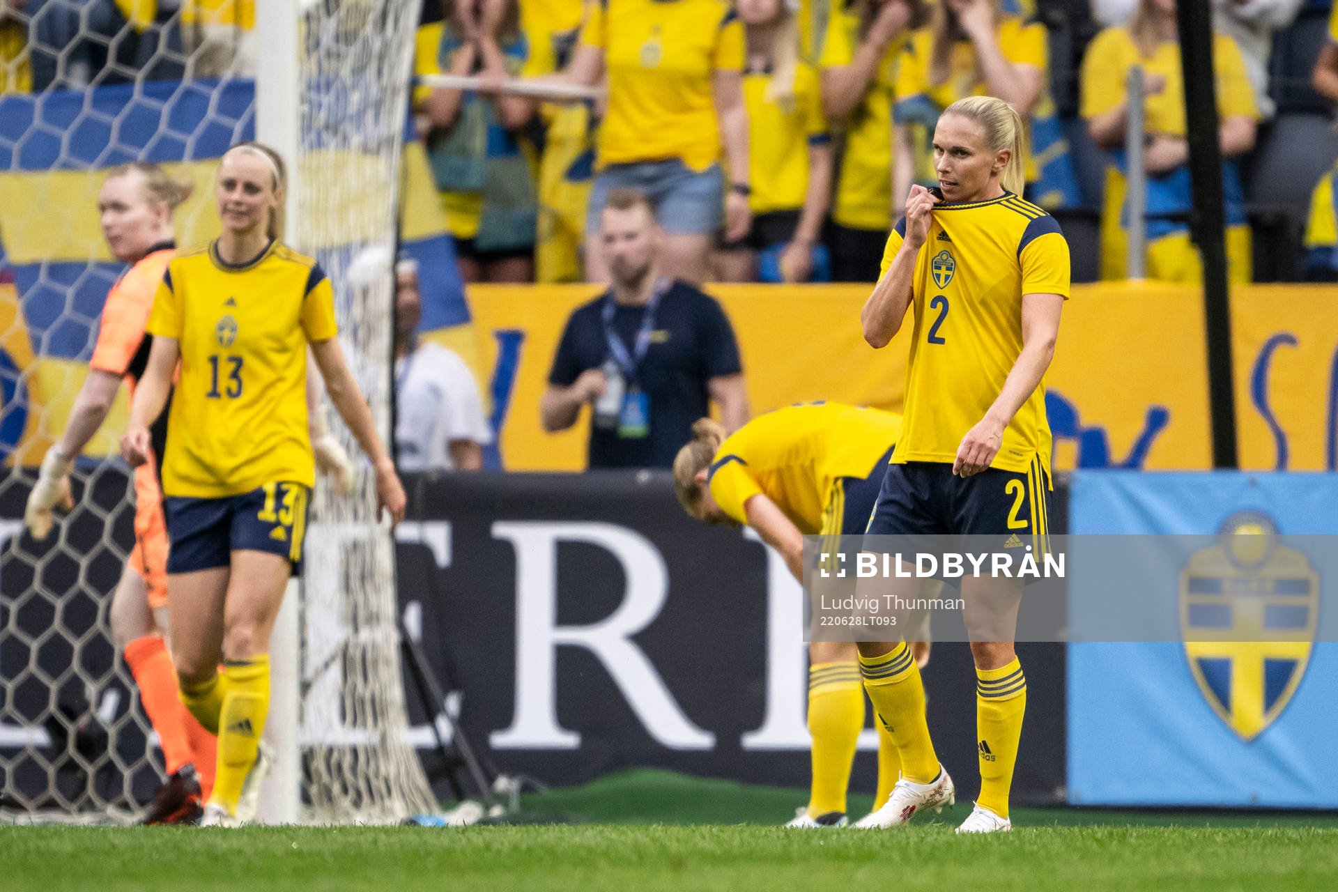 Amanda Ilestedt and Jonna Andersson of Sweden looks dejected