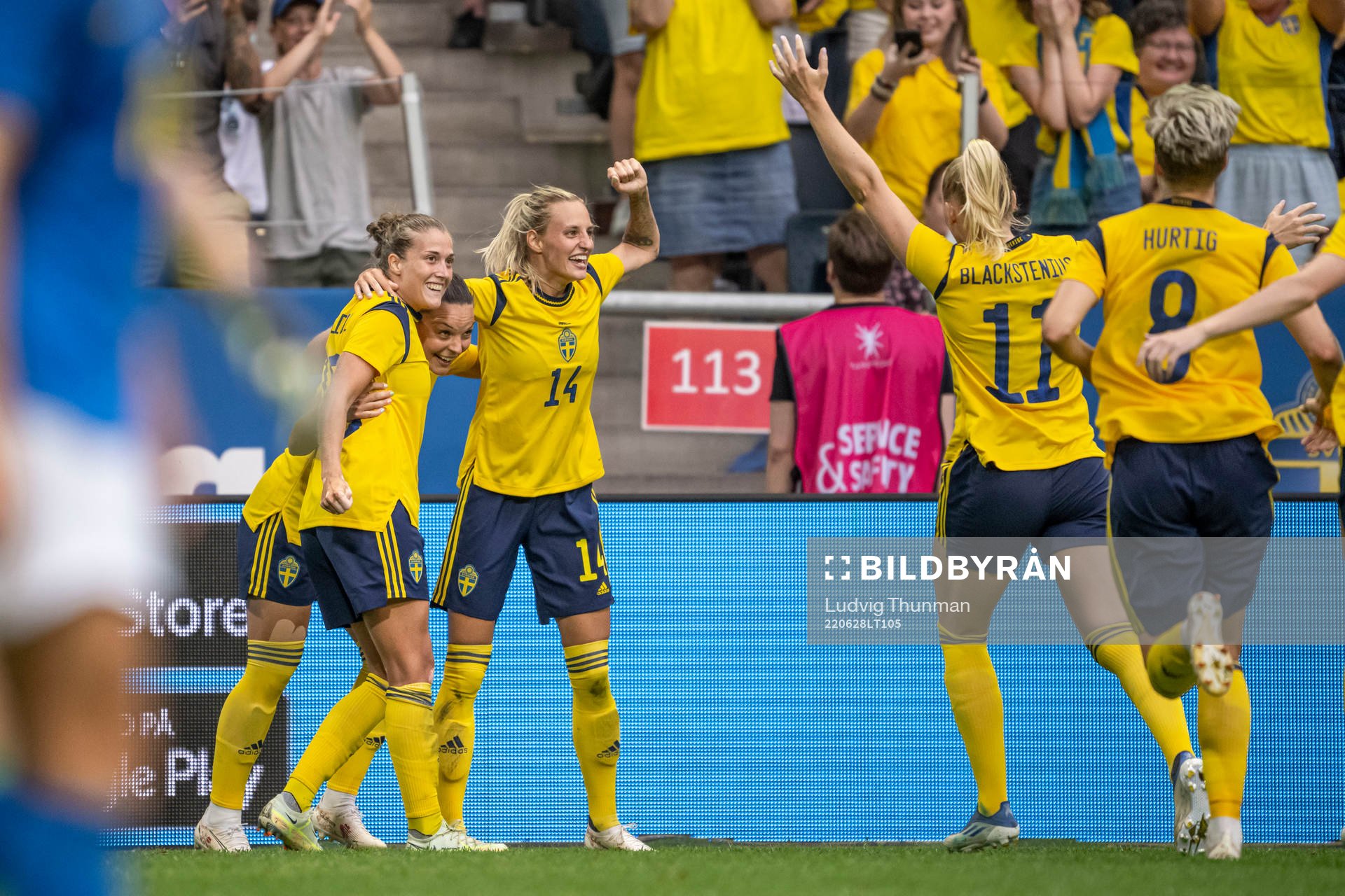 Johanna Rytting Kaneryd of Sweden celebrate with teammates