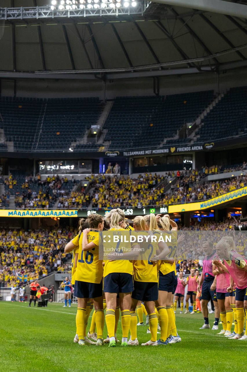 Caroline Seger and Magdalena Eriksson of Sweden celebrate