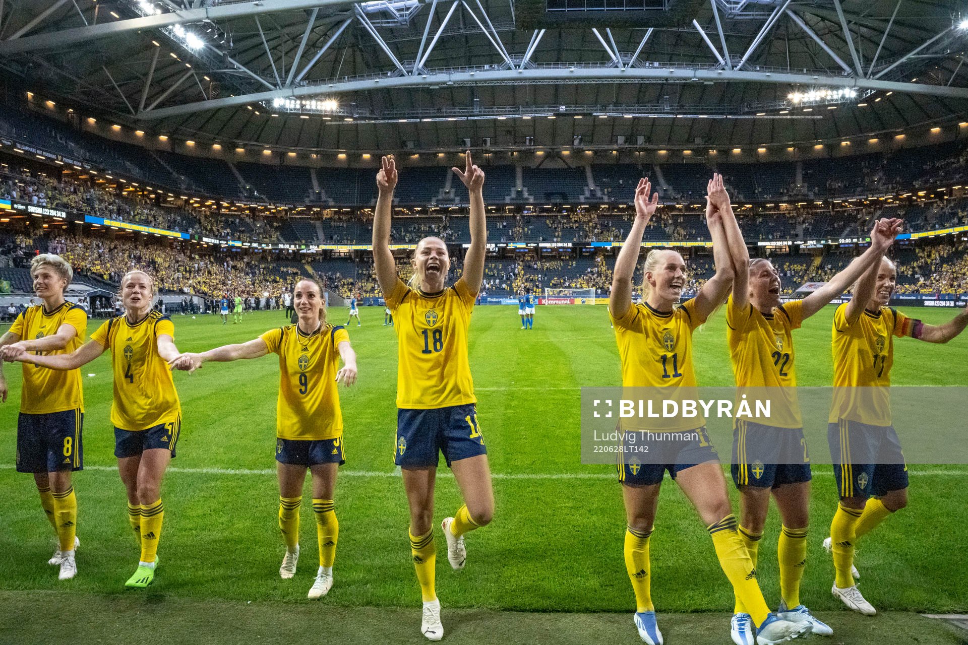Players of Sweden celebrate