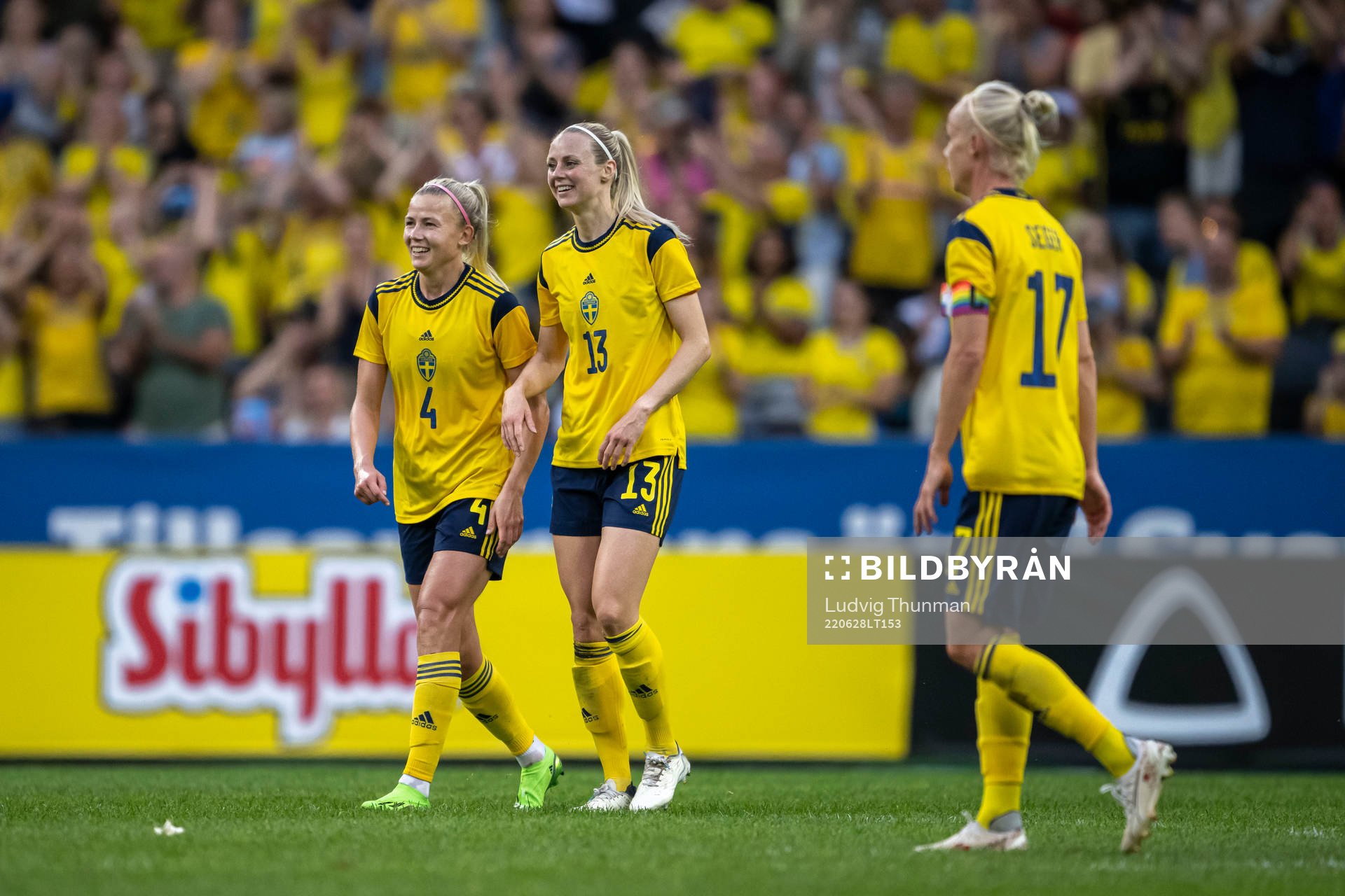 Hanna Glas, Amanda Ilestedt and Caroline Seger of Sweden