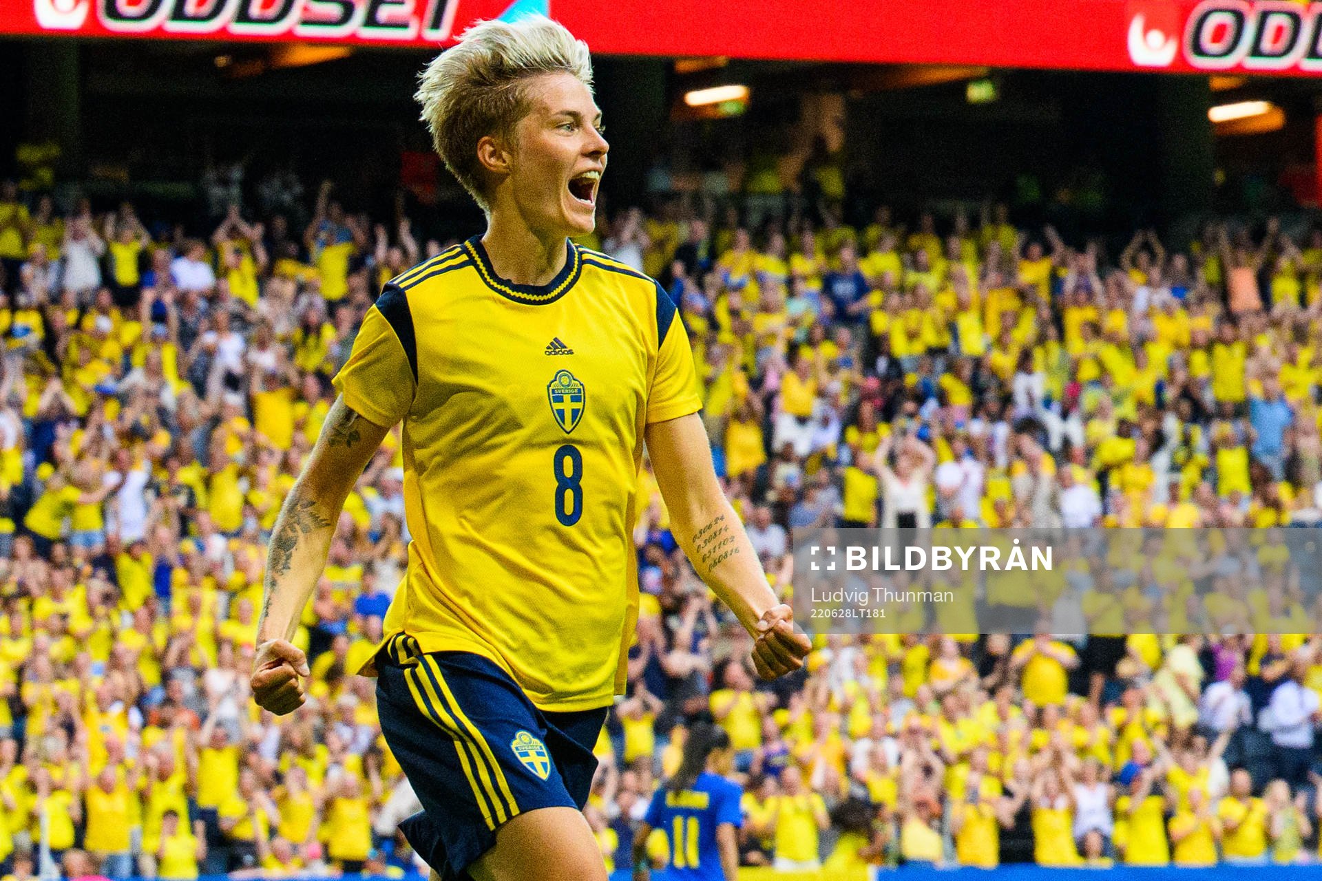 Lina Hurtig of Sweden celebrates
