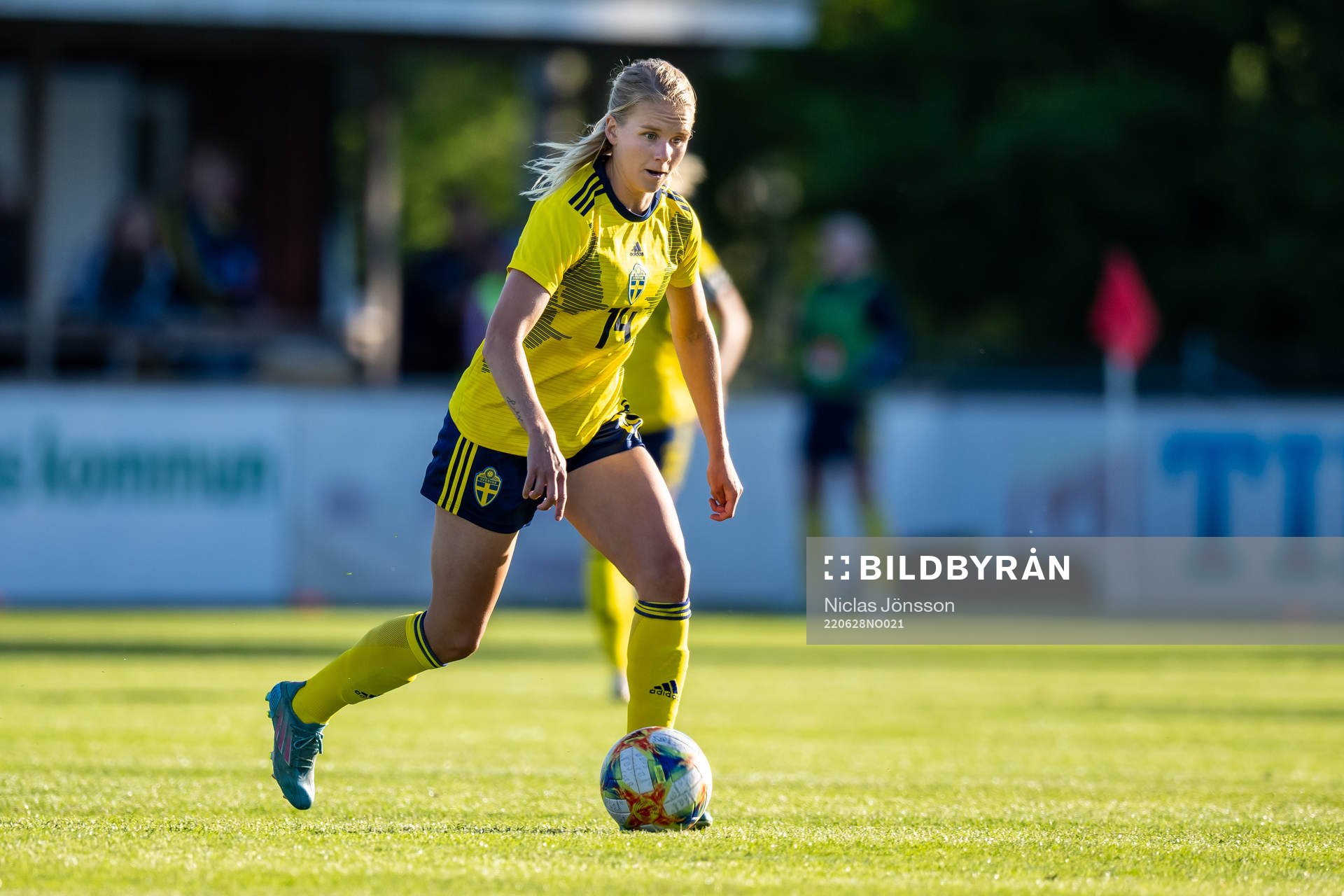 Nellie Lilja of Sweden during the football match in a U23 three nations tournament between Sweden and USA on June 28, 2022 in Vittsjö. 