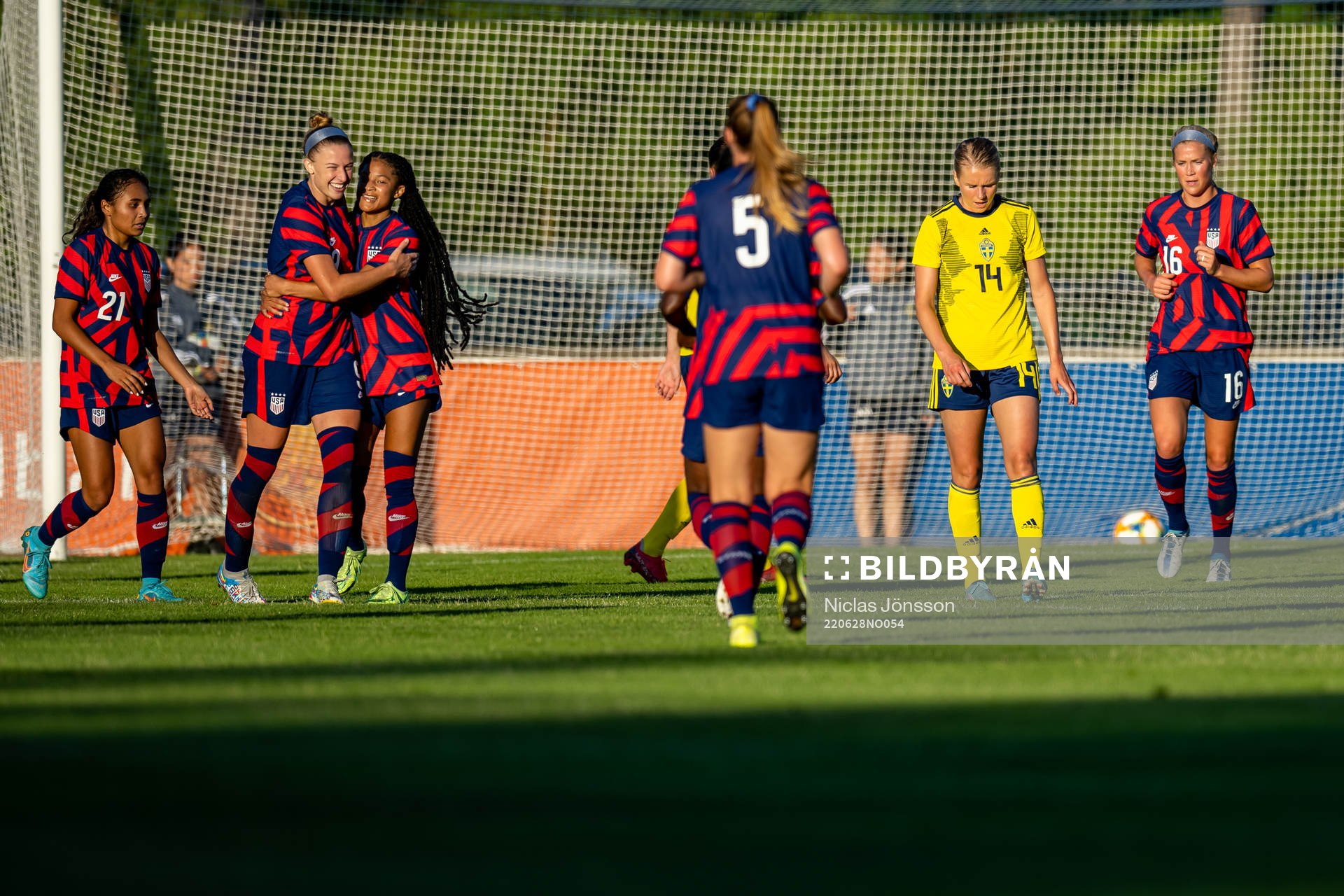 Nellie Lilja of Sweden looks dejected after 0-2 during the football match in a U23 three nations tournament between Sweden and USA on June 28, 2022 in Vittsjö.