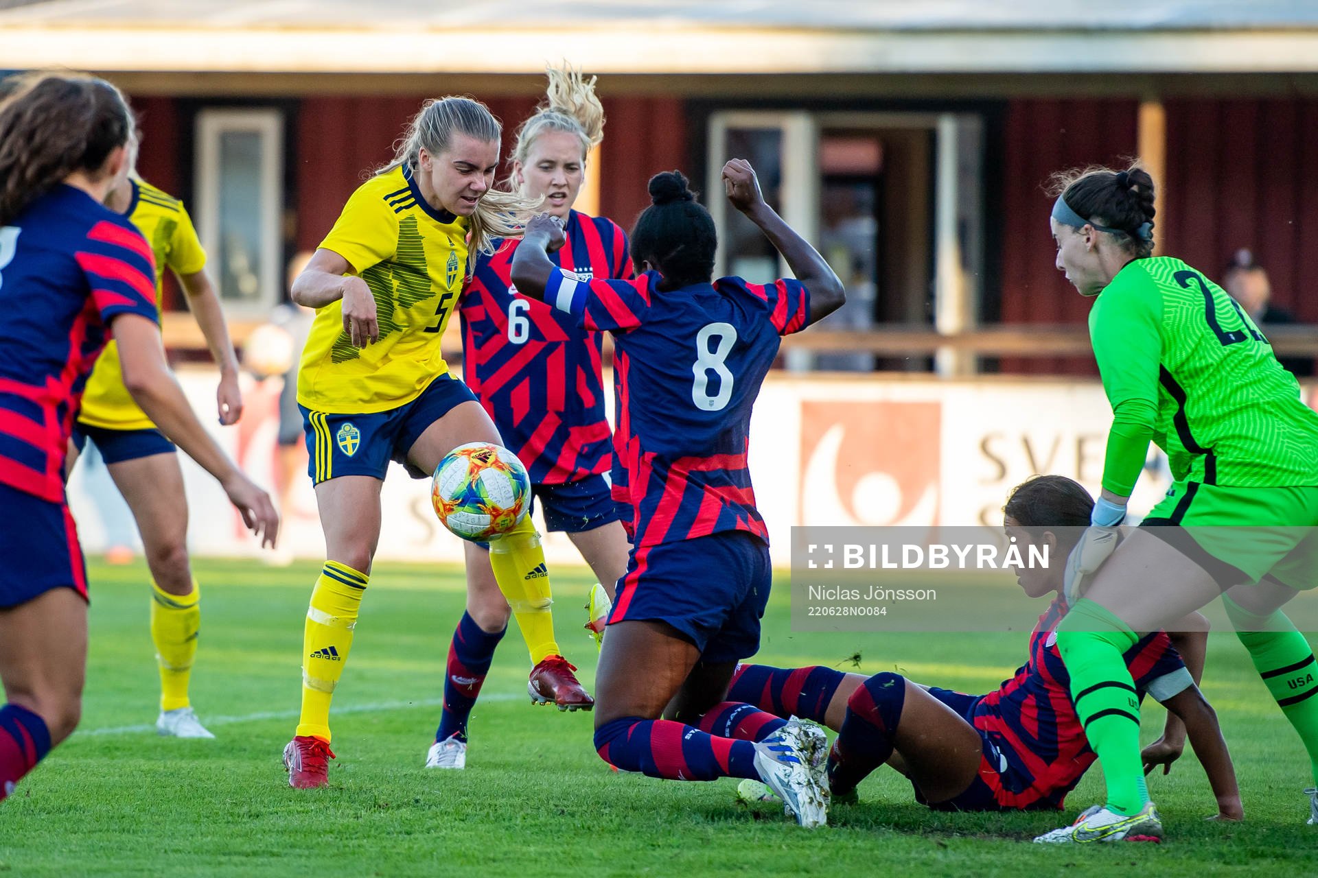 Ebba Hed of Sweden during the football match in a U23 three nations tournament between Sweden and USA on June 28, 2022 in Vittsjö. 