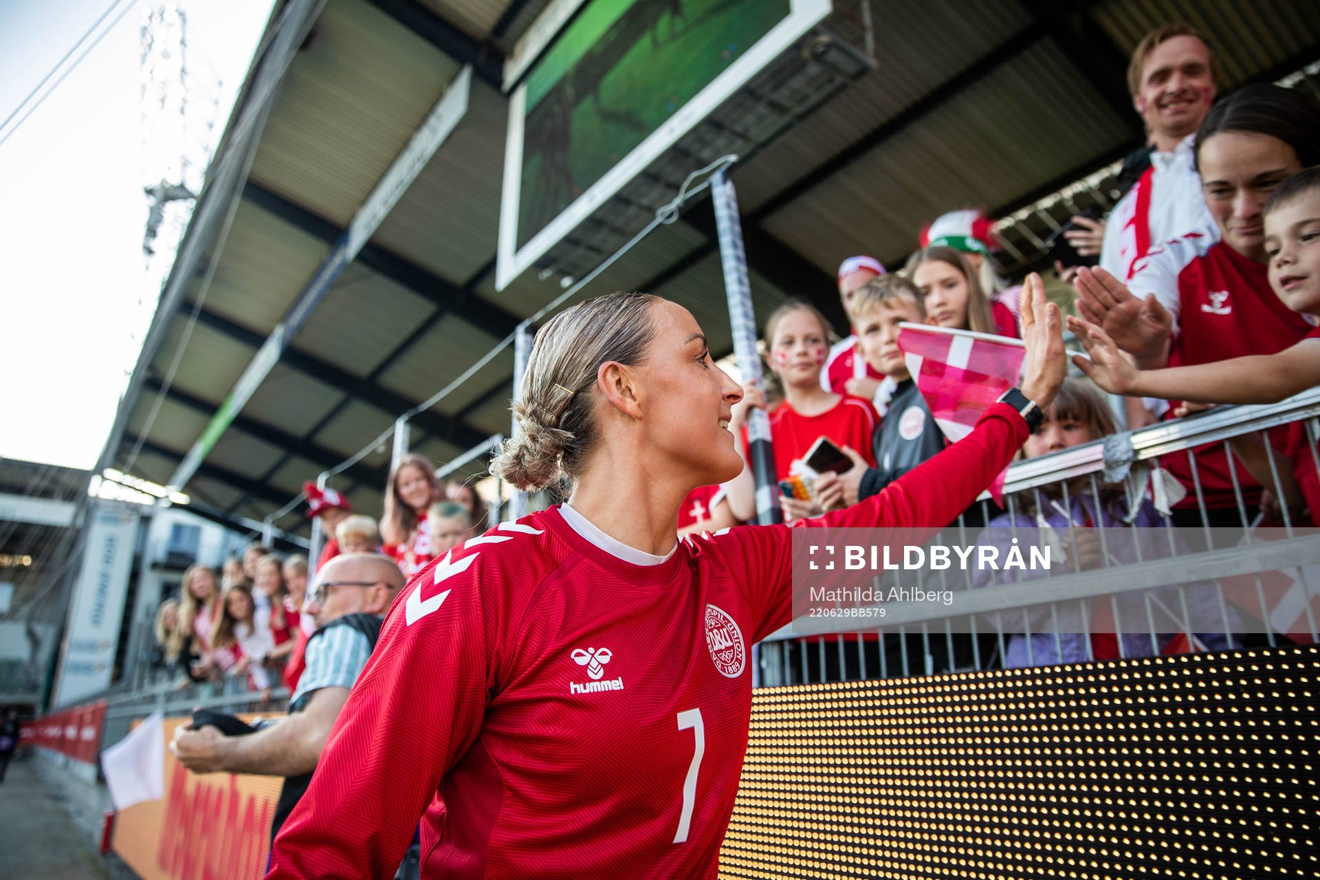 Sanne Trolsegaard of Denmark talks with fans