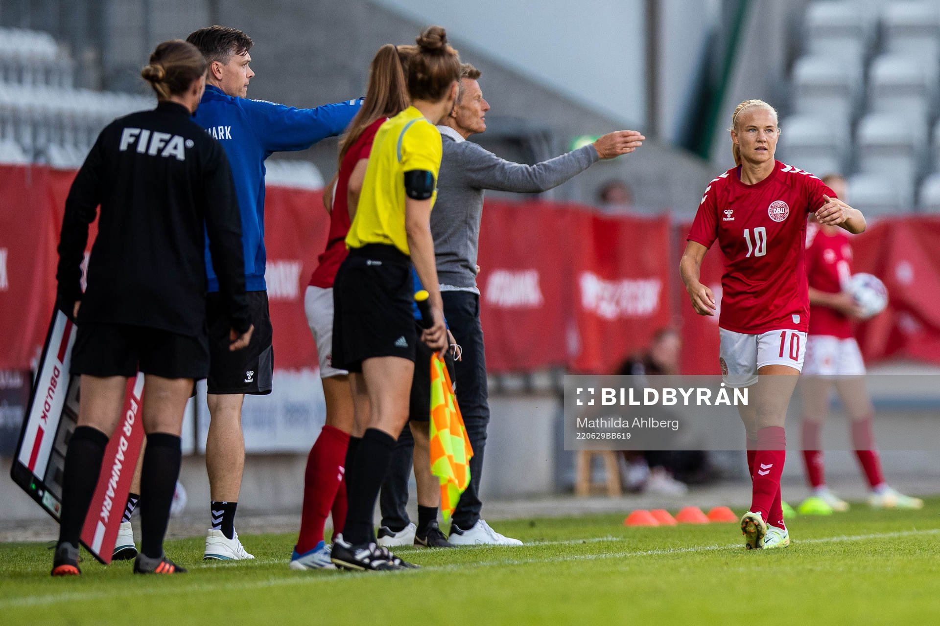 Pernille Harder of Denmark during the international friendly football match between Denmark and Norway on June 29, 2022 in Viborg.