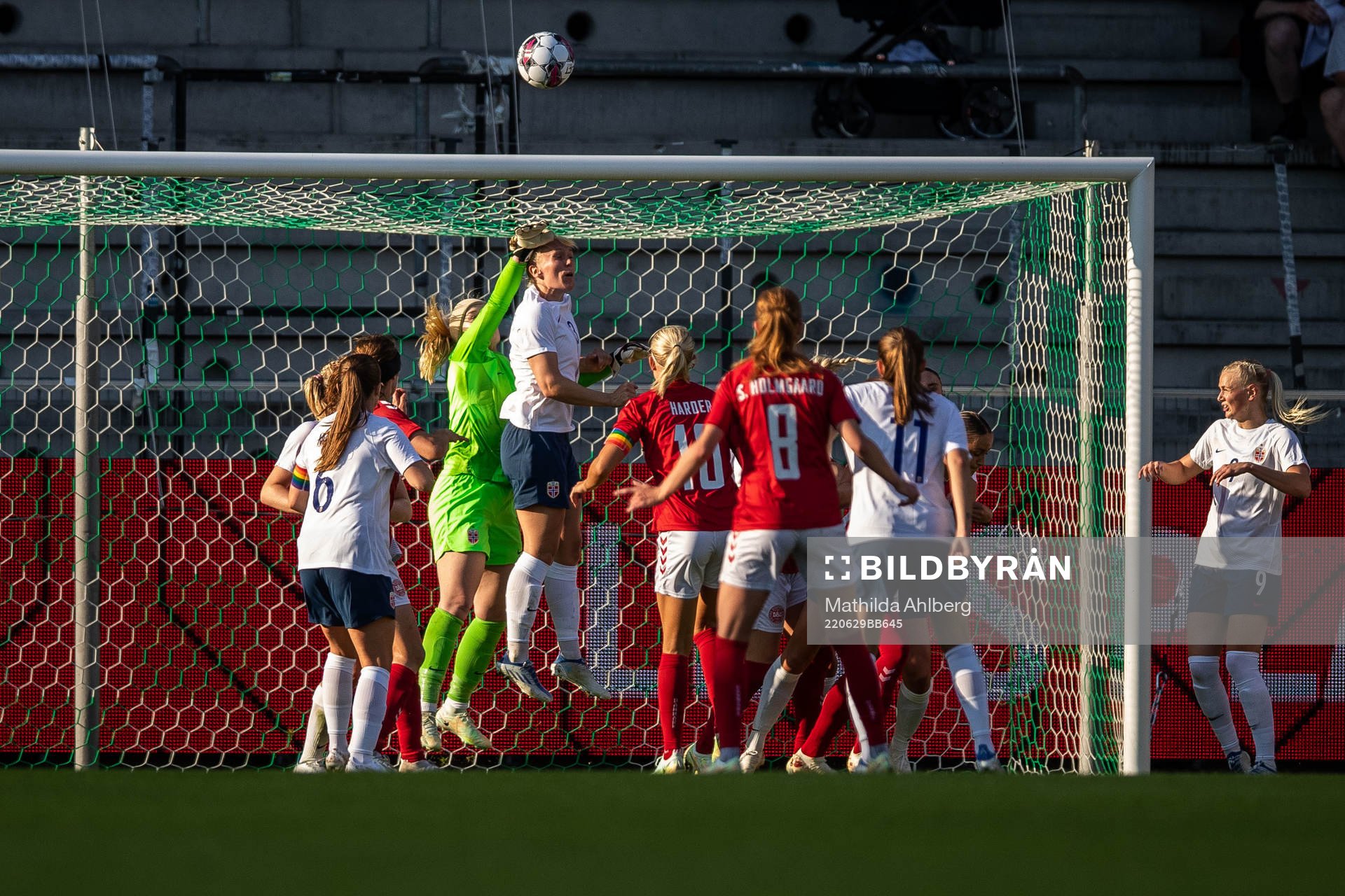 Goalkeeper Guro Pettersen of Norway with a save