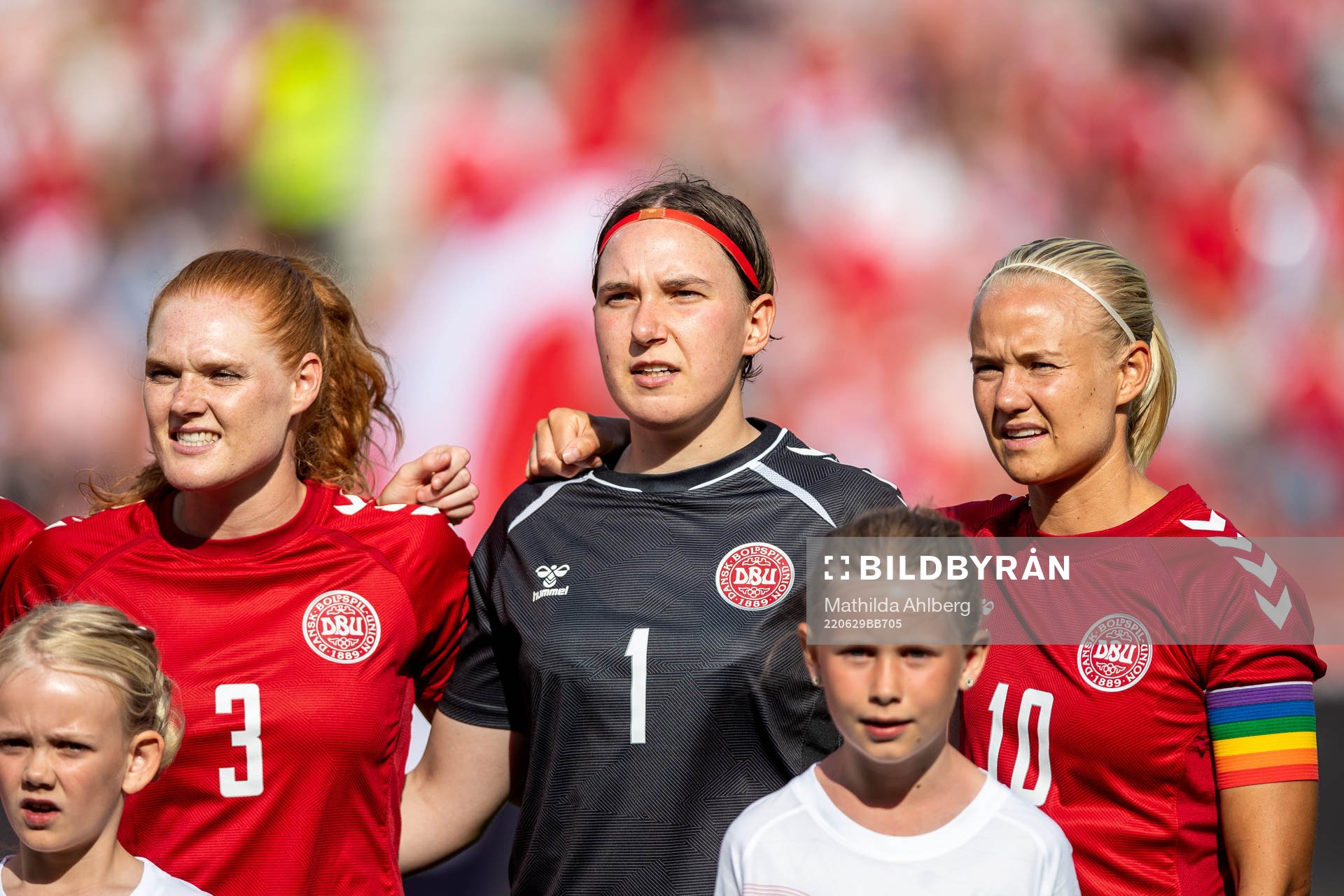 Stine Ballisager, goalkeeper Lene Christensen and Pernille
