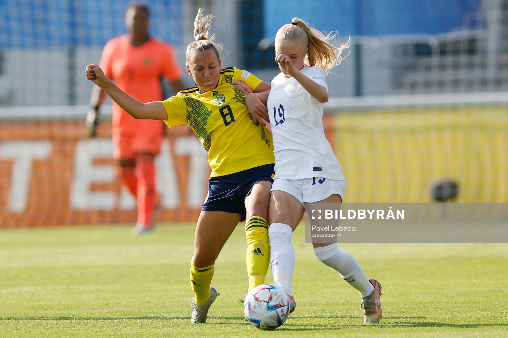 Sara Eriksson of Sweden in action against Laura Brown of
