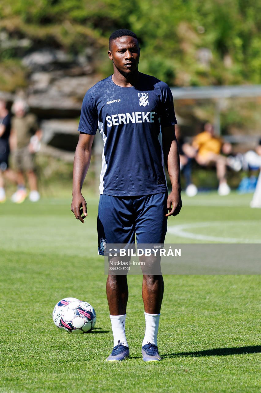 Suleiman Abdullahi under en träning med det allsvenska fotbollslaget IFK Göteborg den 30 juni 2022 i Göteborg. 