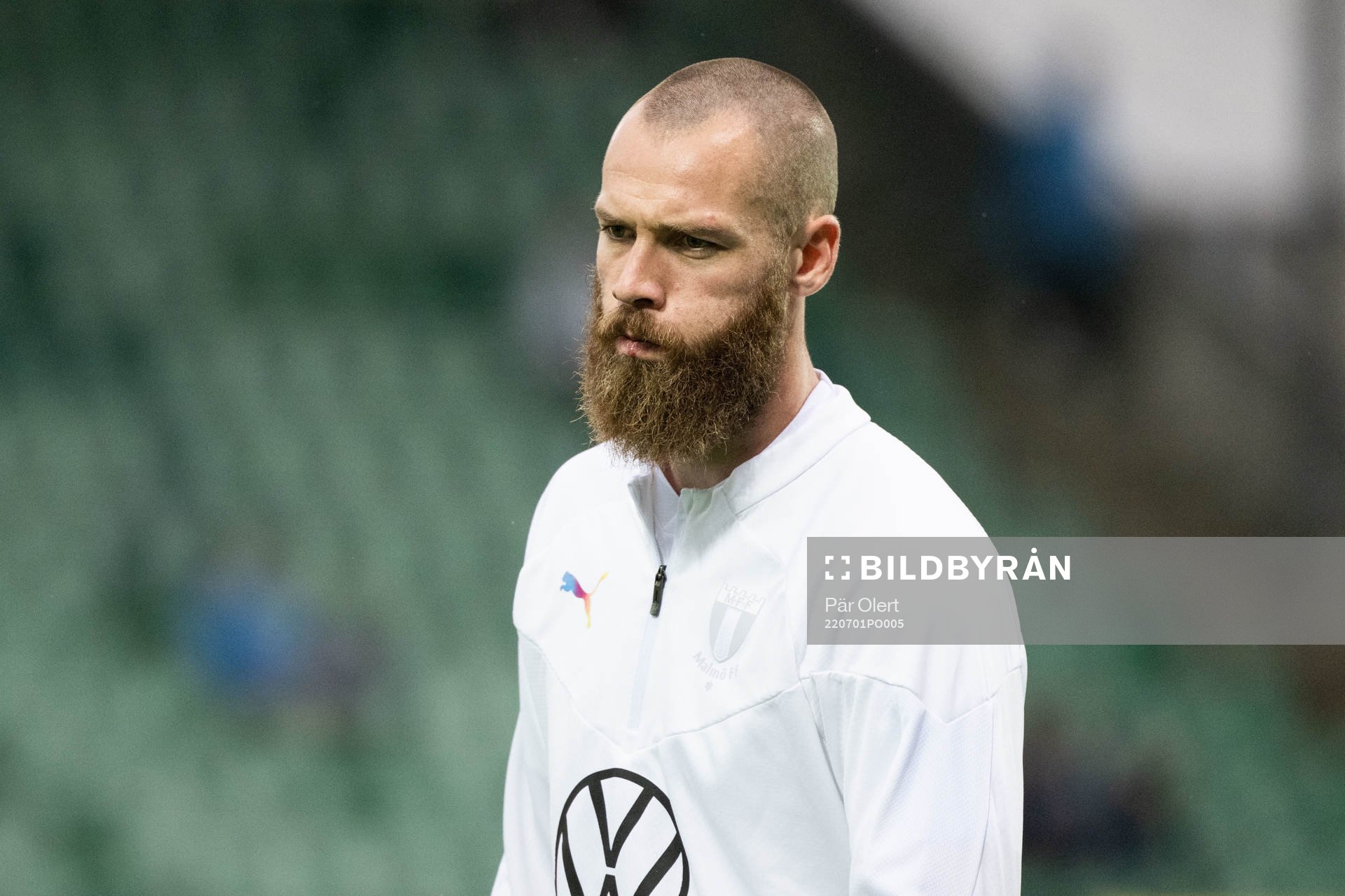 Malmö FFs Jo Inge Berget innan fotbollsmatchen i