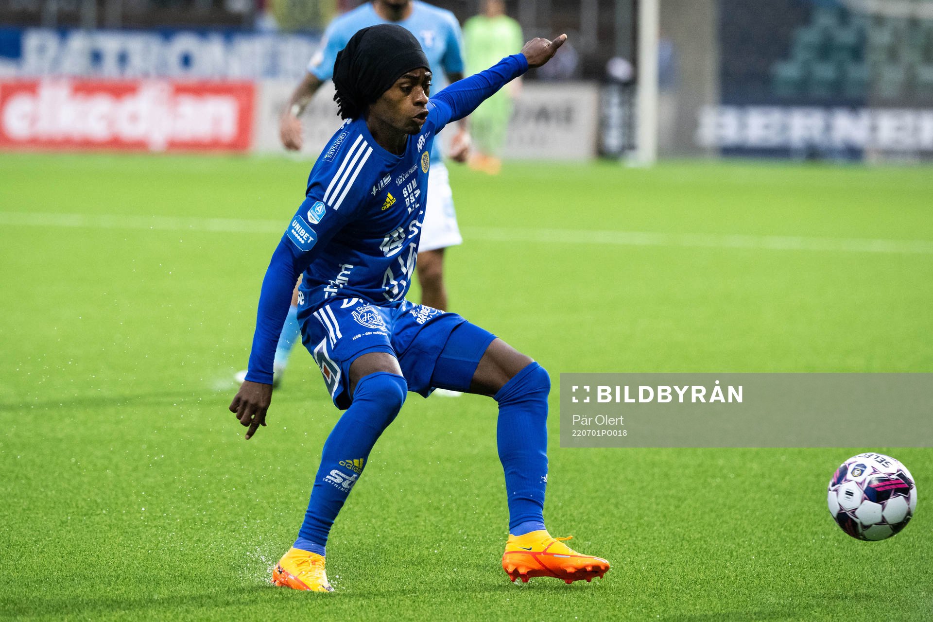 Sundsvalls Ronlado Damus under fotbollsmatchen i Allsvenskan mellan GIF Sundsvall och Malmö FF den 1 juli 2022 i Sundsvall. 