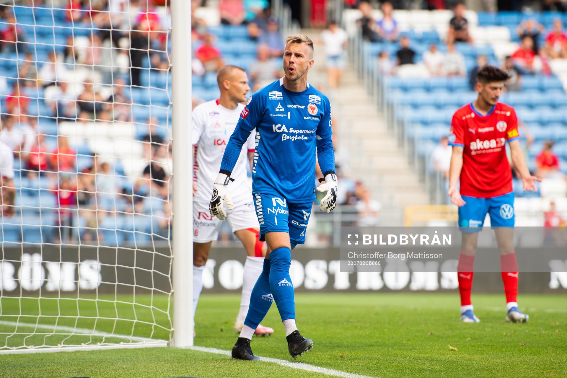 Kalmars målvakt Ricardo Friedrich under fotbollsmatchen i Allsvenskan mellan Helsingborg och Kalmar den 2 juli 2022 i Helsingborg.
