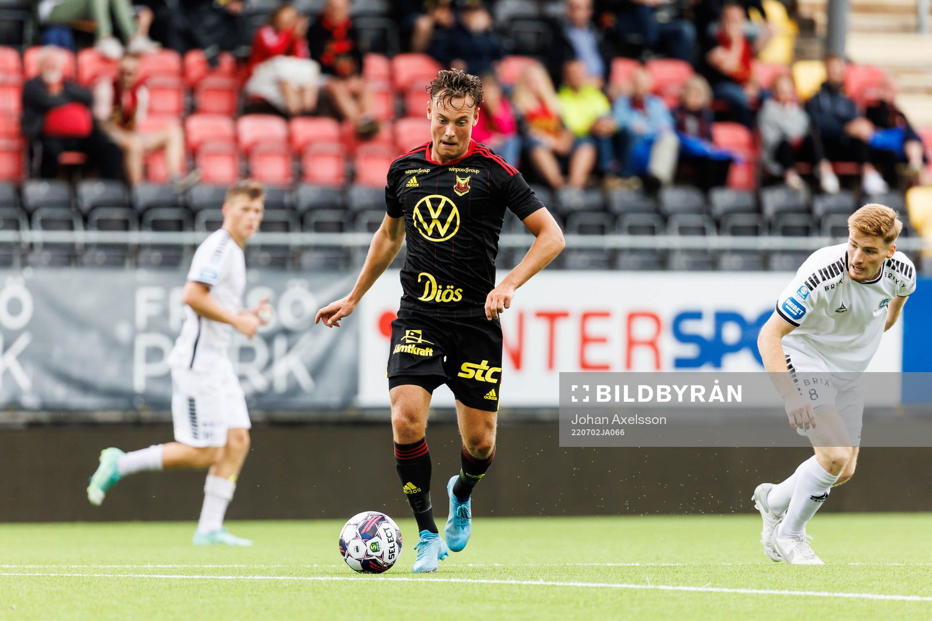  Östersunds Cesar Weilid under fotbollsmatchen i Superettan mellan Östersund och Utsikten den 2 juli 2022 i Östersund. 
