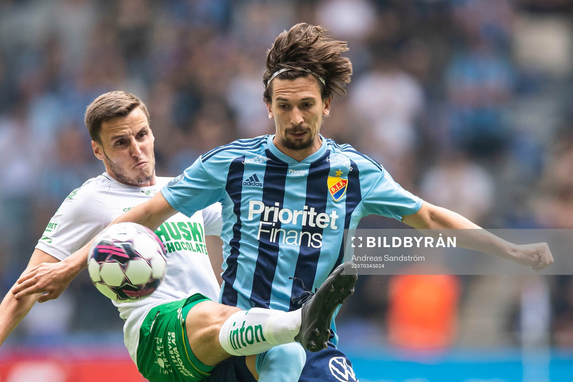 Hammarbys Jeppe Andersen och Djurgårdens Gustav Wikheim