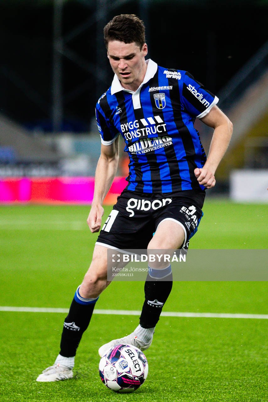 Sirius Jamie Roche under fotbollsmatchen i Allsvenskan mellan IFK Norrköping och Sirius den 3 juli 2022 i Norrköping. 