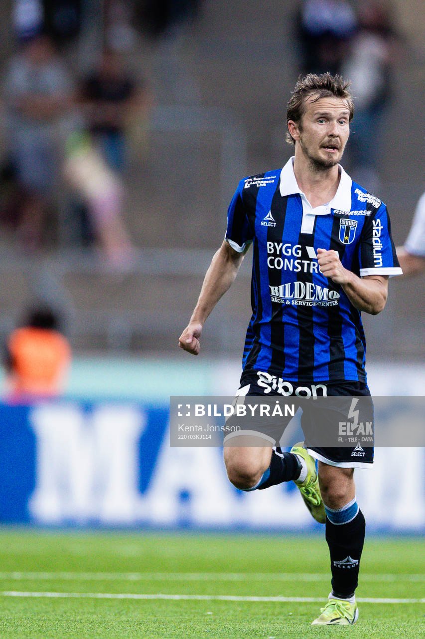 Sirius Patrik Karlsson Lagemyr under fotbollsmatchen i Allsvenskan mellan IFK Norrköping och Sirius den 3 juli 2022 i Norrköping. 
