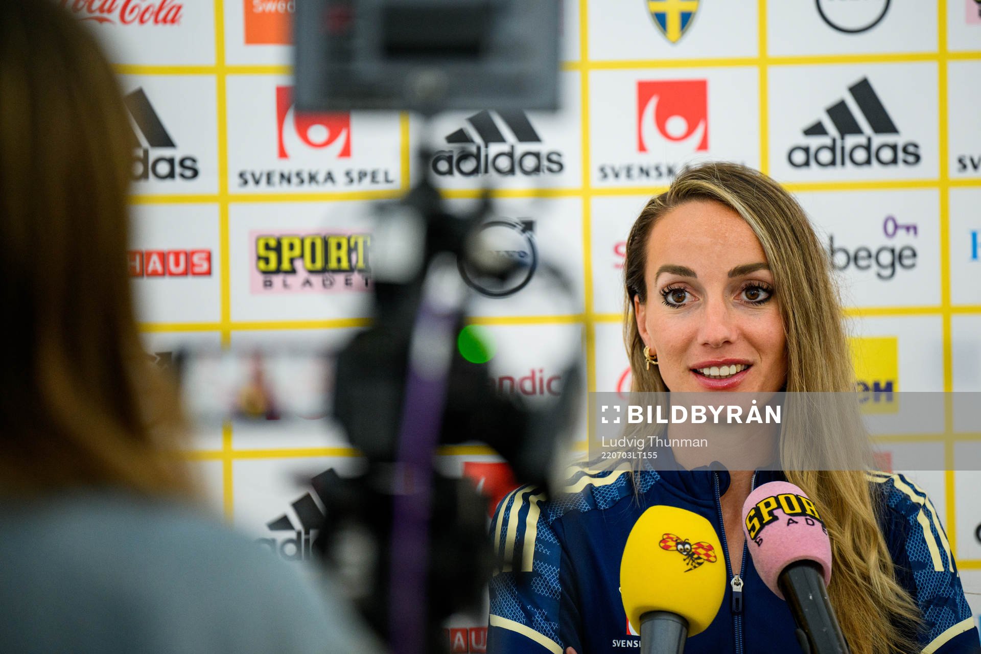 Kosovare Asllani is interviewed by the media