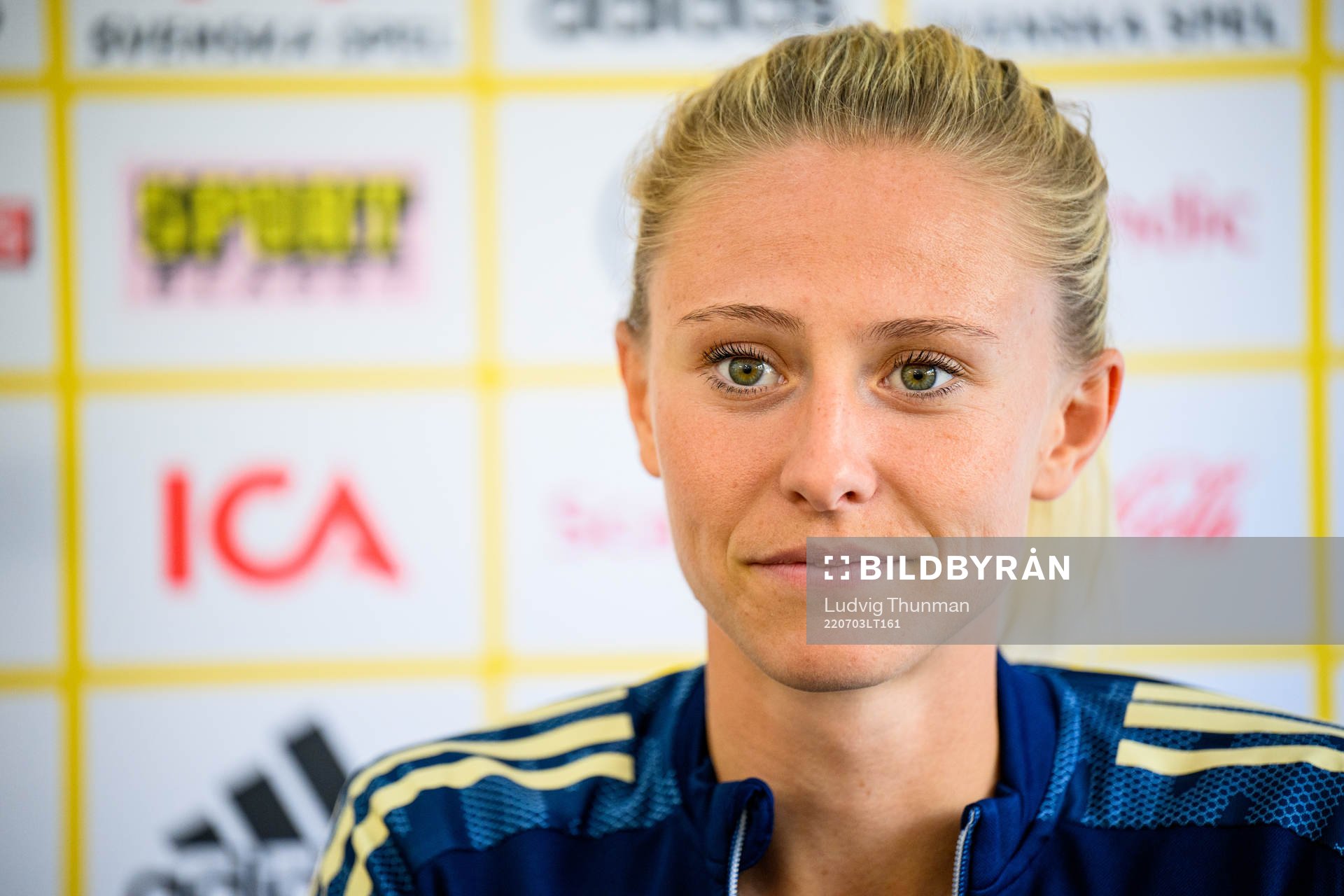 Rebecka Blomqvist is interviewed by the media