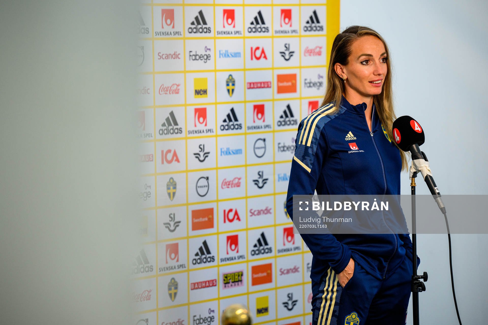 Kosovare Asllani is interviewed by the media