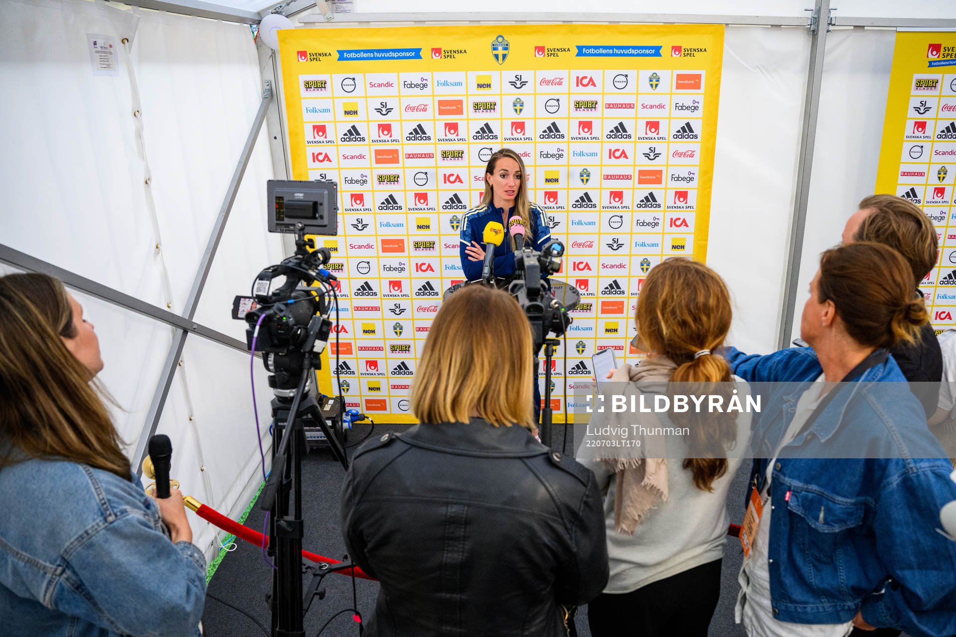 Kosovare Asllani is interviewed by the media