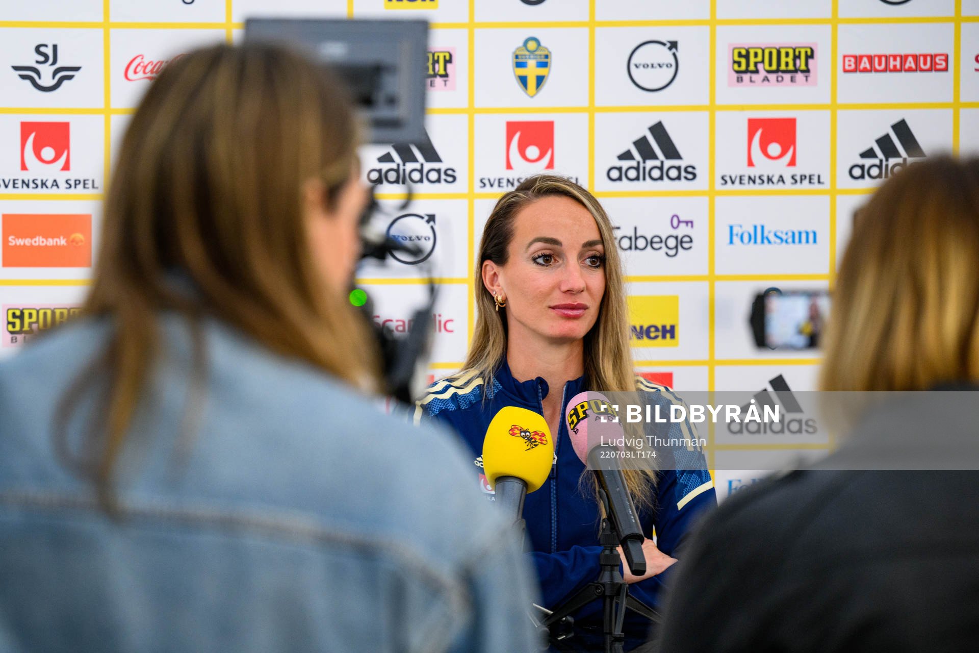 Kosovare Asllani is interviewed by the media