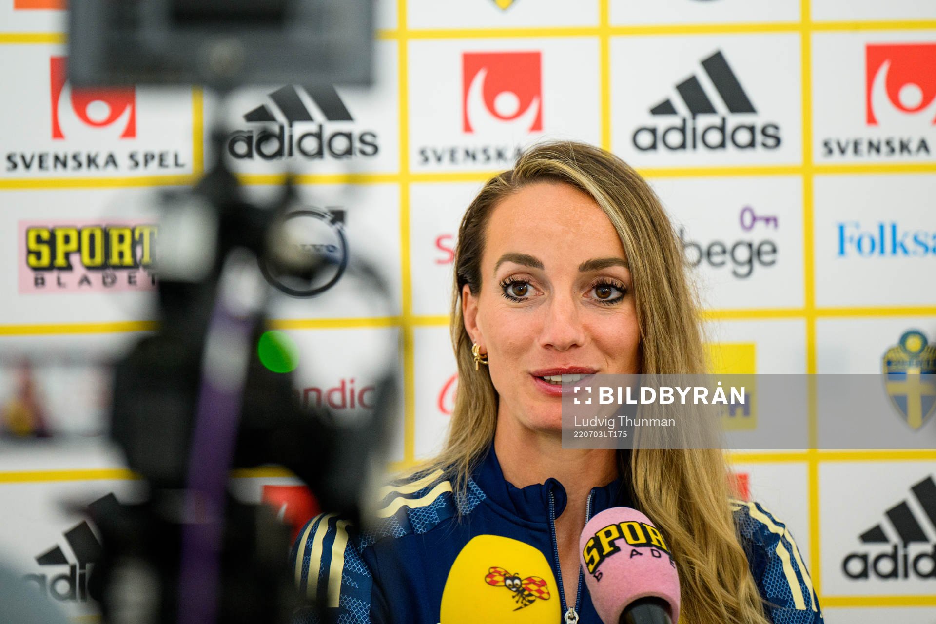 Kosovare Asllani is interviewed by the media