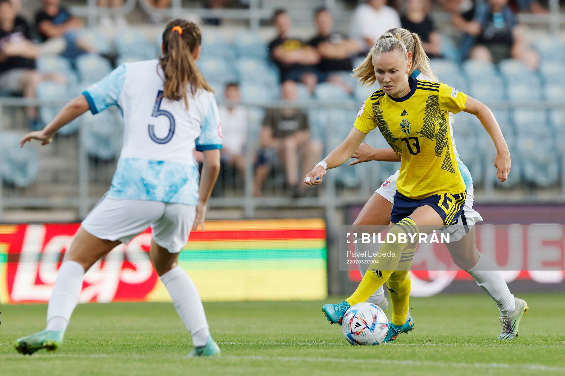 Matilda Vinberg  of Sweden in action against Selma Løvås