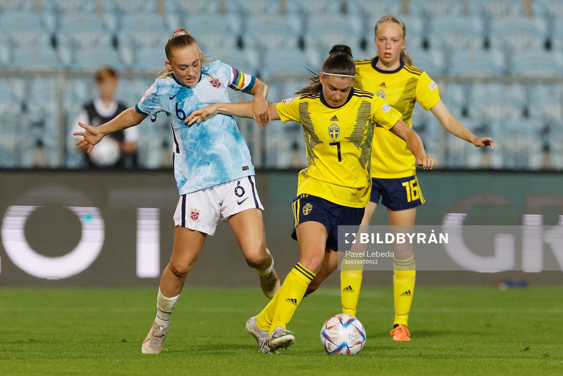 Emilia Pelgander  of Sweden in action against Julie Jorde