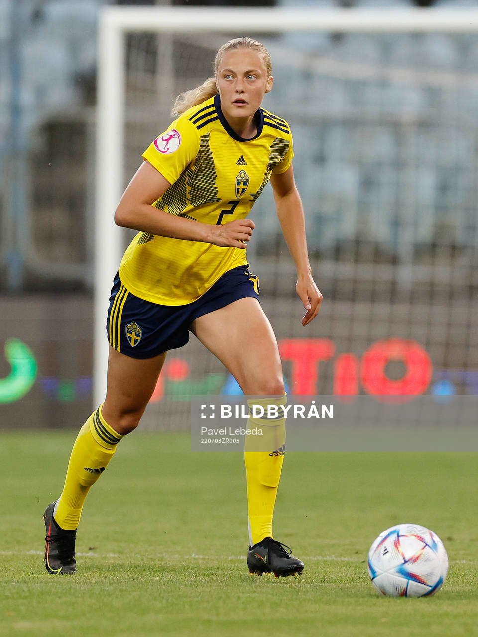 Elma Juntilla Nelhage of Sweden in action during the football match in The UEFA Womens Under-19 European Championships on July 03 in Opava, Czech Republic.