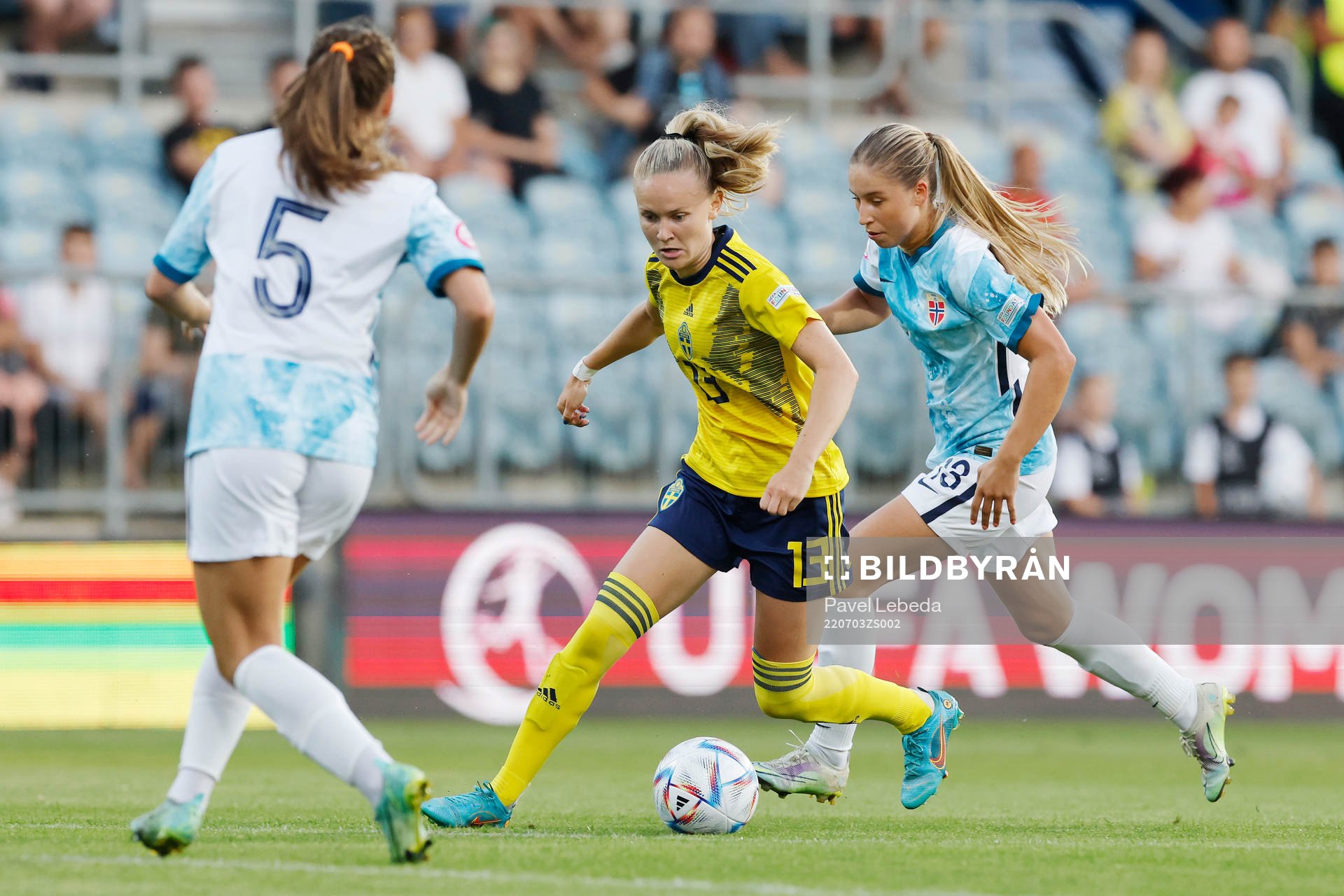 Matilda Vinberg  of Sweden in action against Selma Løvås