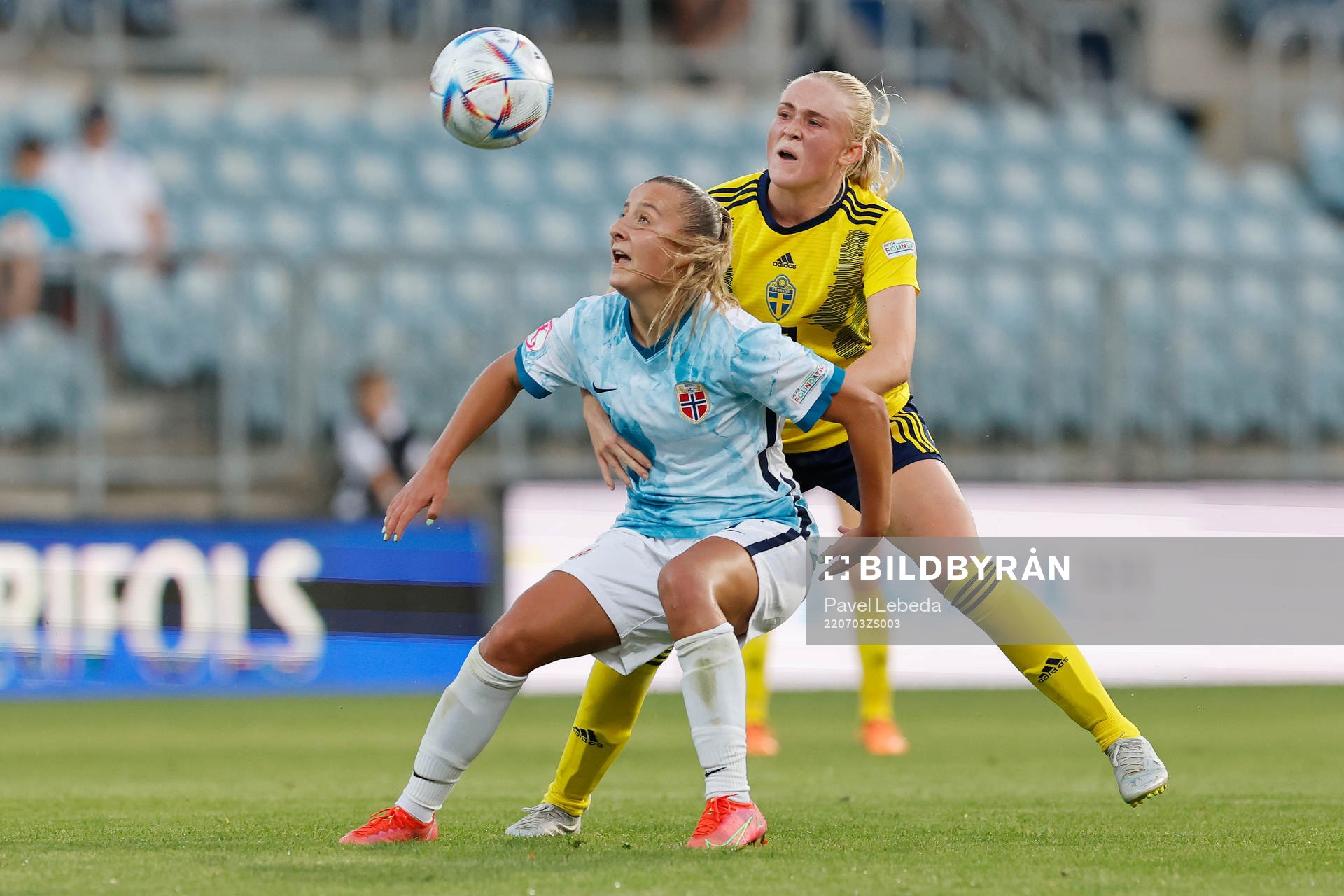 Emilia Bengtsson of Sweden in action against Stine Brekken