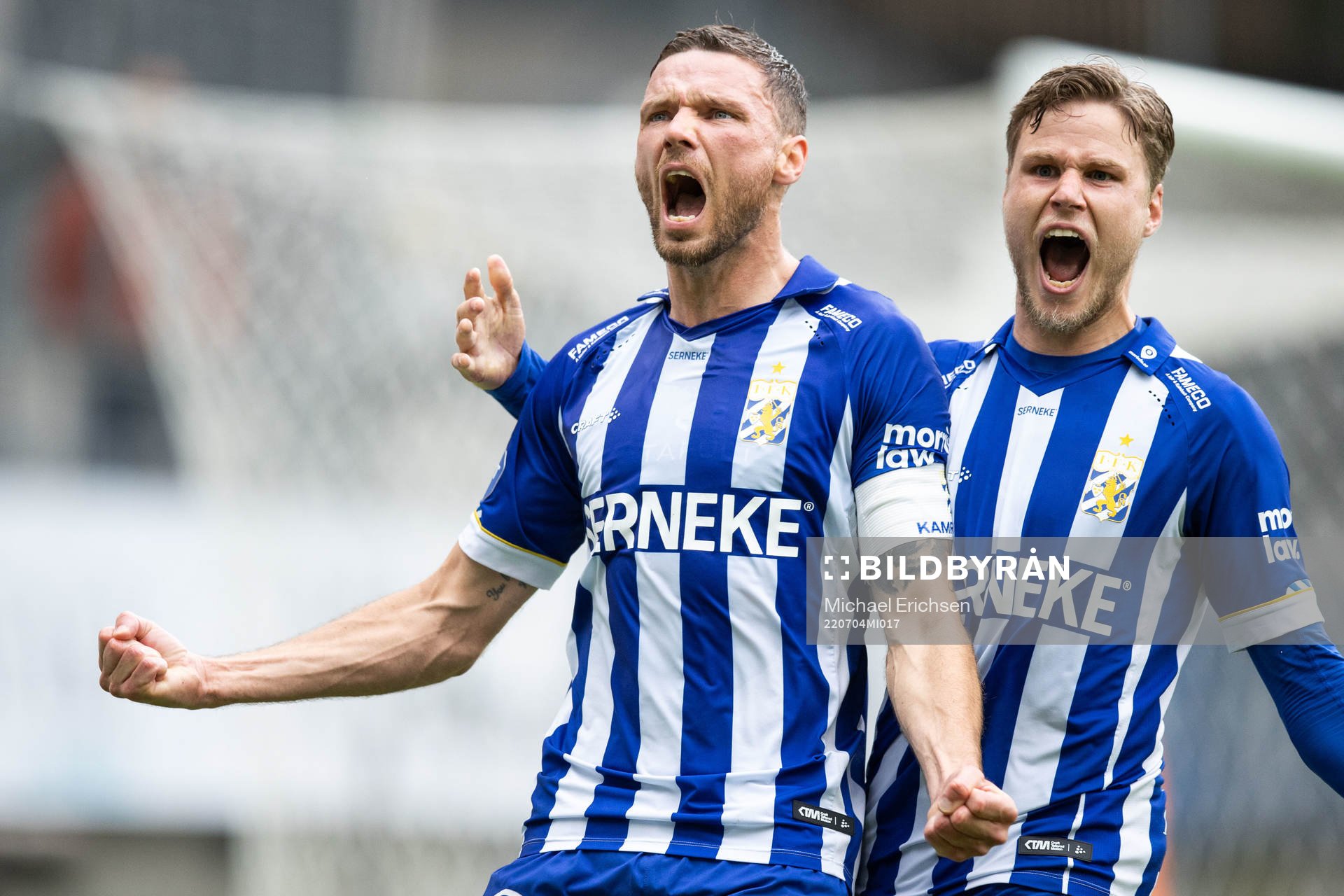 IFK Göteborgs Marcus Berg och Gustaf Norlin jublar
