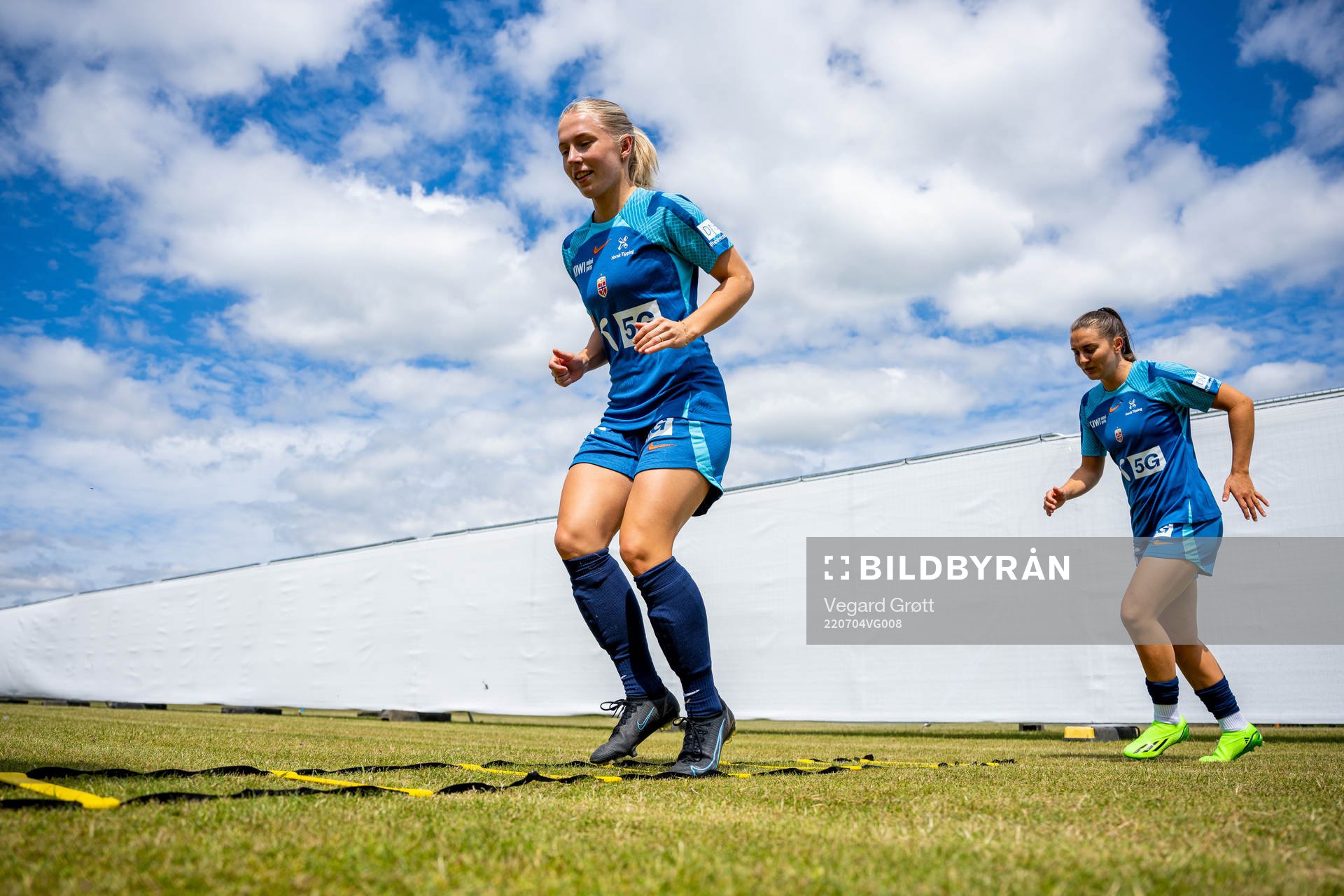 Thea Bjelde of the Norwegian national football team during a training session ahead of the UEFA Women's Euro 2022 Championship on July 4, 2022 in Brighton.