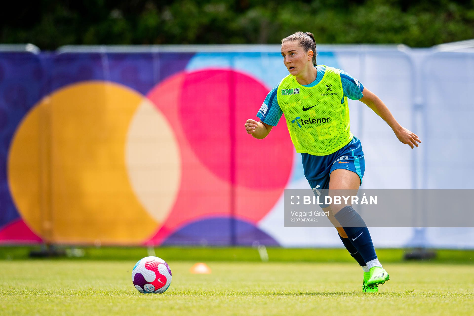Vilde Bøe Risa of the Norwegian national football team during a training session ahead of the UEFA Women's Euro 2022 Championship on July 4, 2022 in Brighton.