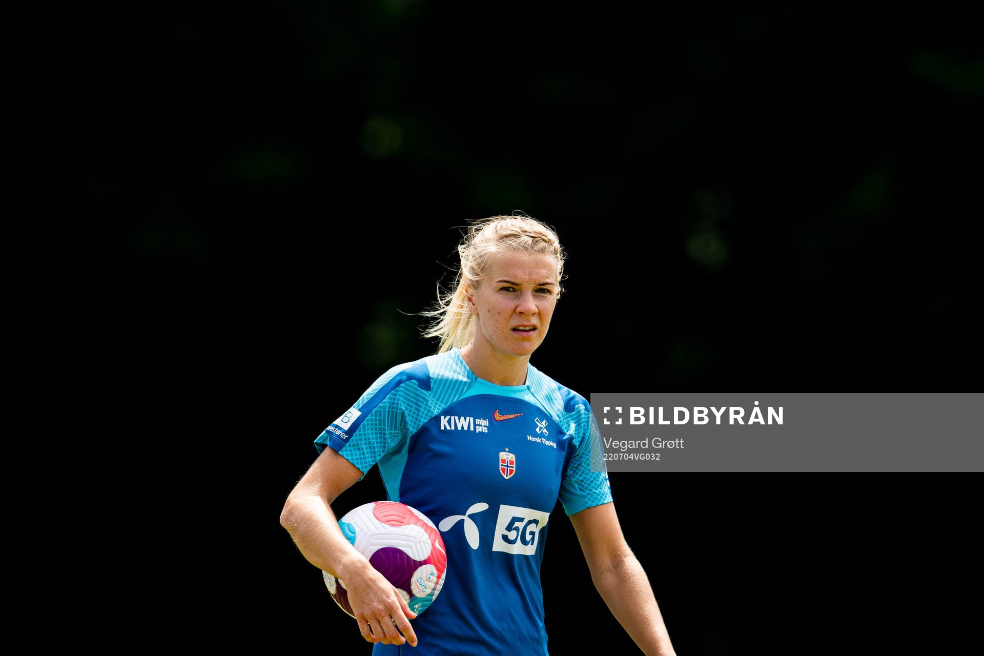 Ada Hegerberg of the Norwegian national football team during a training session ahead of the UEFA Women's Euro 2022 Championship on July 4, 2022 in Brighton.
