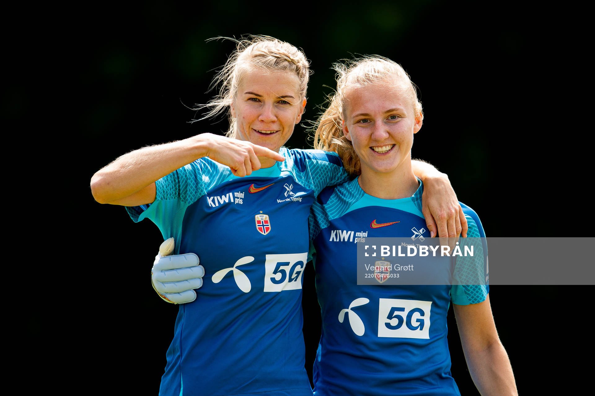 Ada Hegerberg and goalkeeper Sunniva Skoglund of the