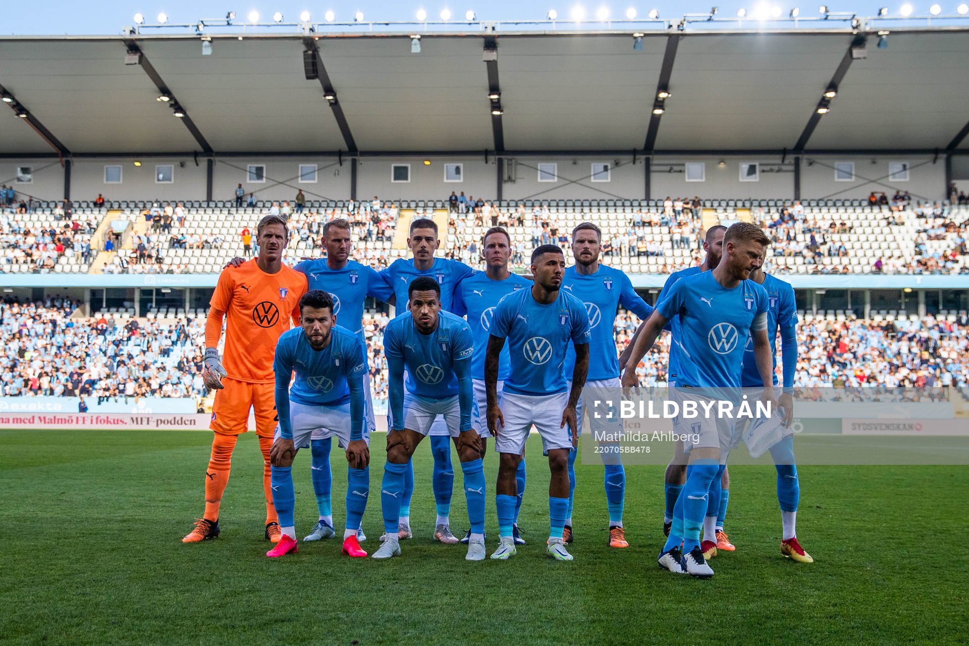 The starting eleven of Malmö FF ahead of the UEFA Champions League qualifying match between Malmö FF and Vikingur on July 5, 2022 in Malmö.