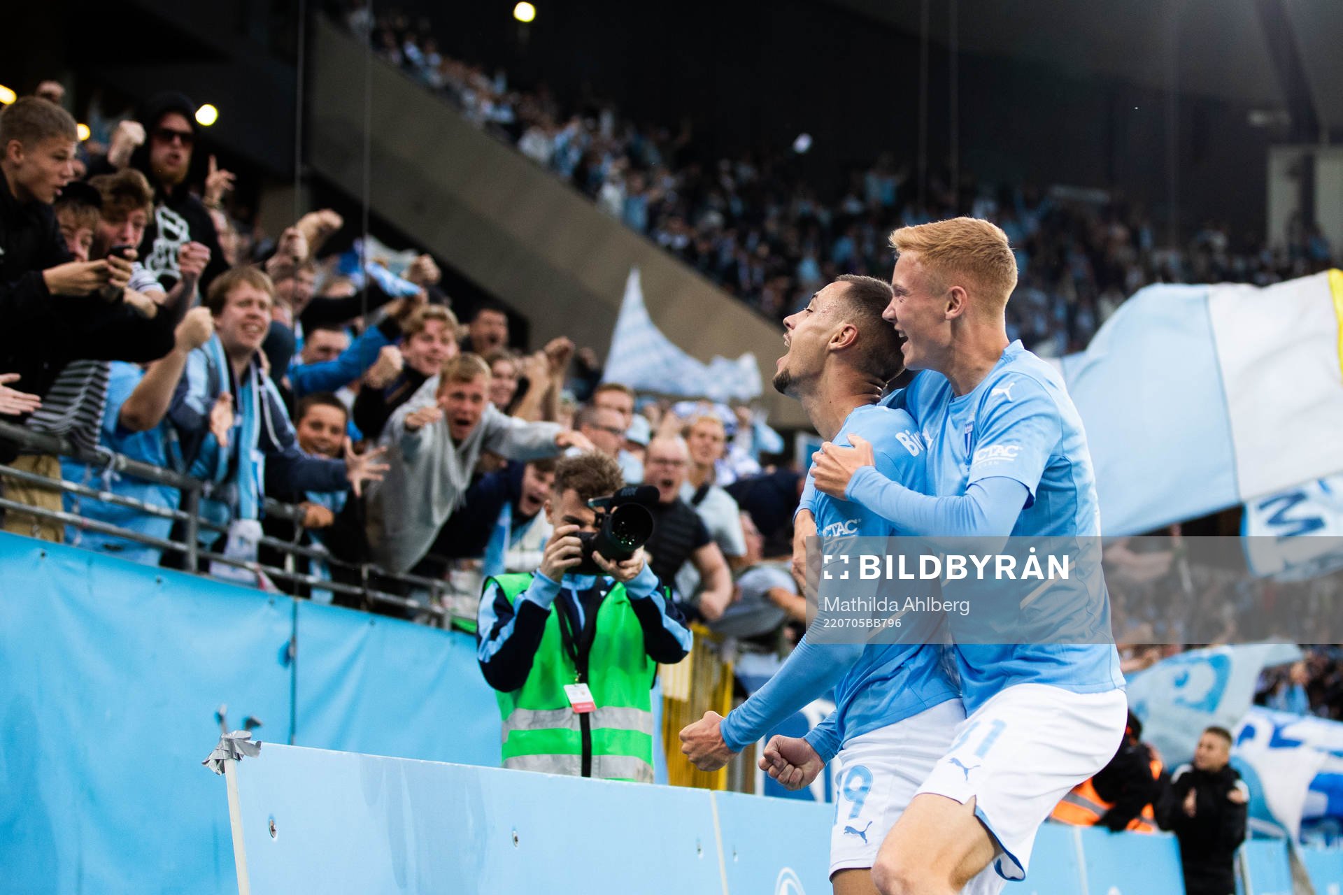 Veljko Birmancevic and Hugo Larsson of Malmö FF celebrates